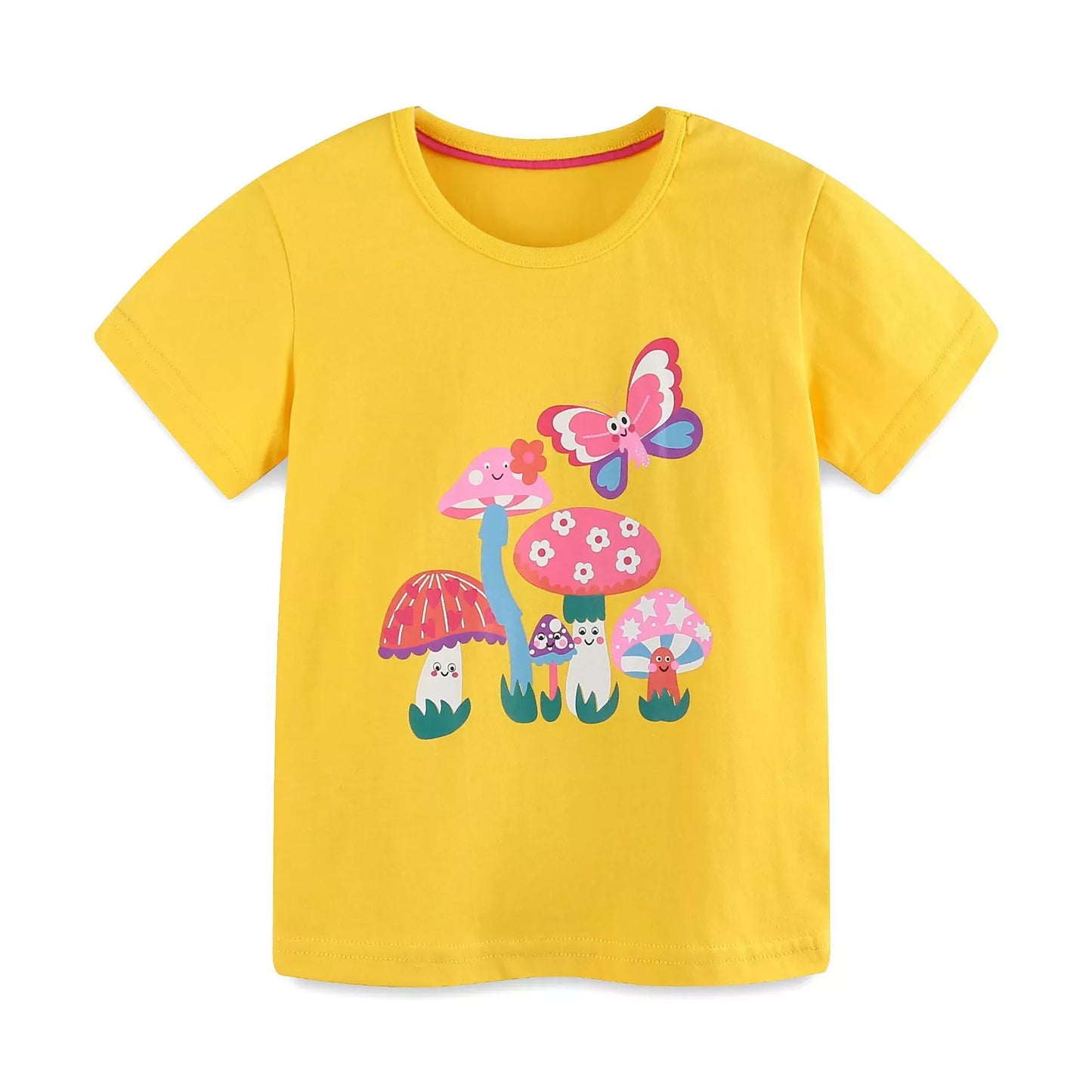 Children's Flower Round Neck Short Sleeve Tee Set