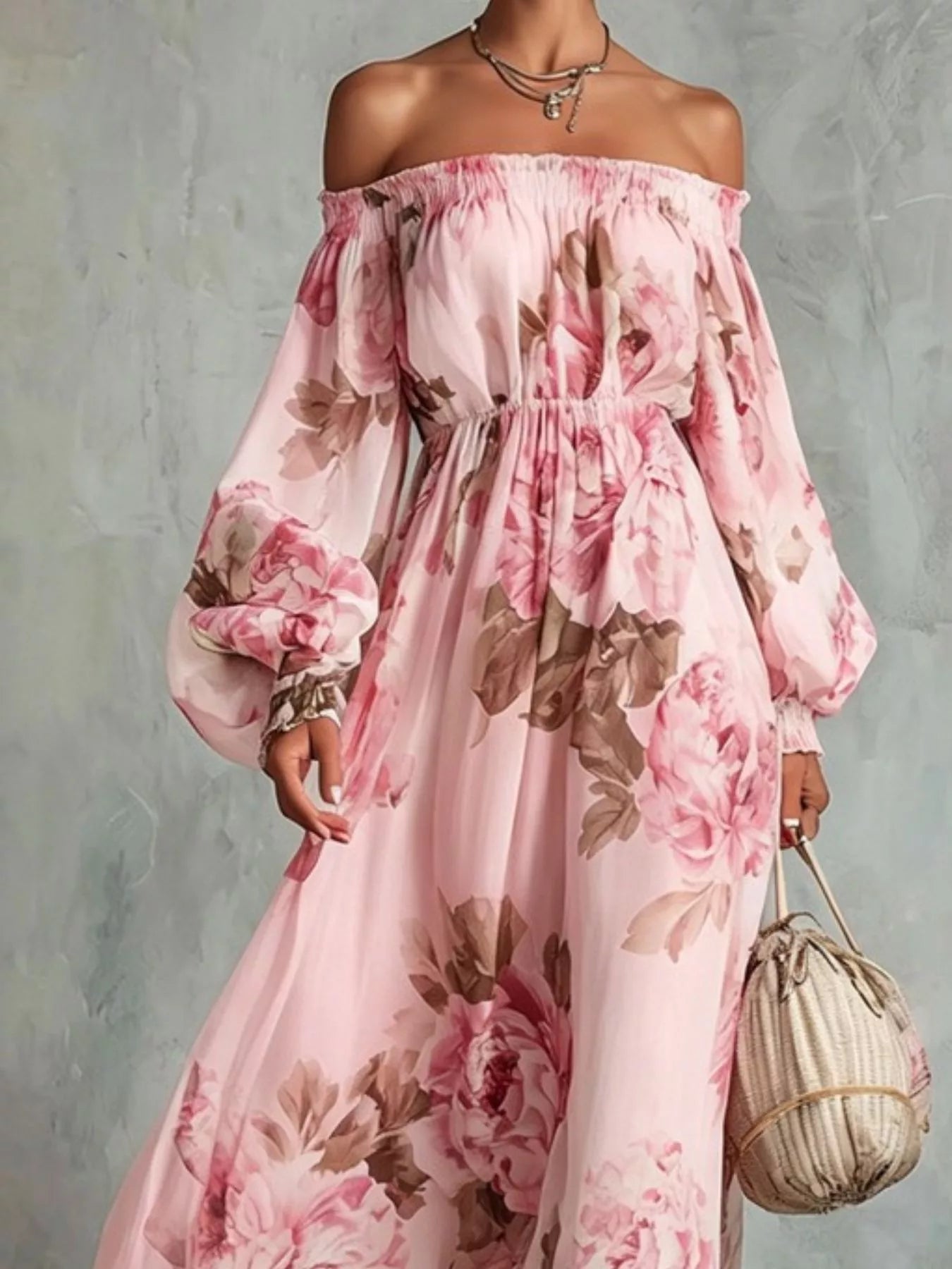 Floral Off Shoulder Maxi Dress
