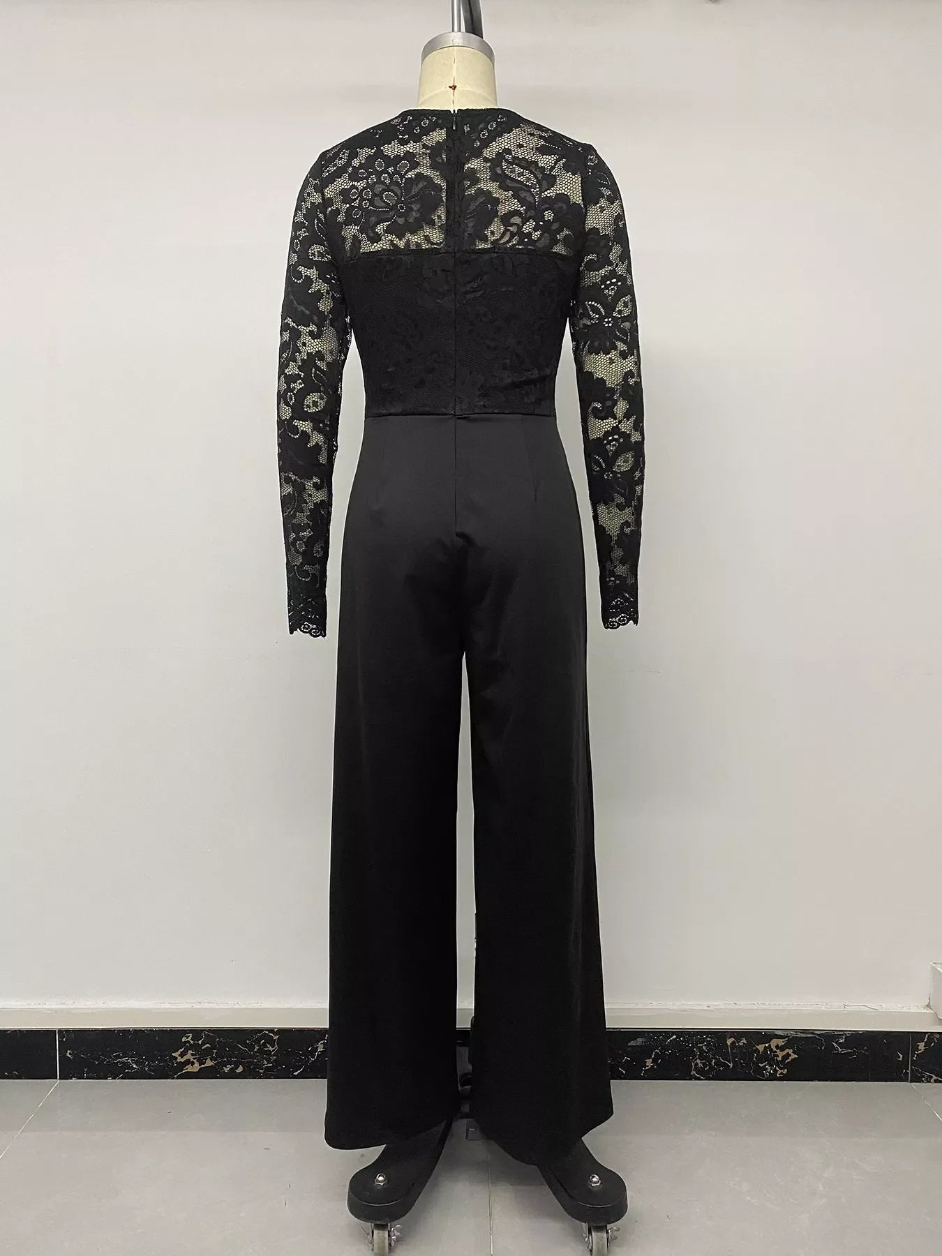 Lace Long Sleeve Wide-Leg Jumpsuit