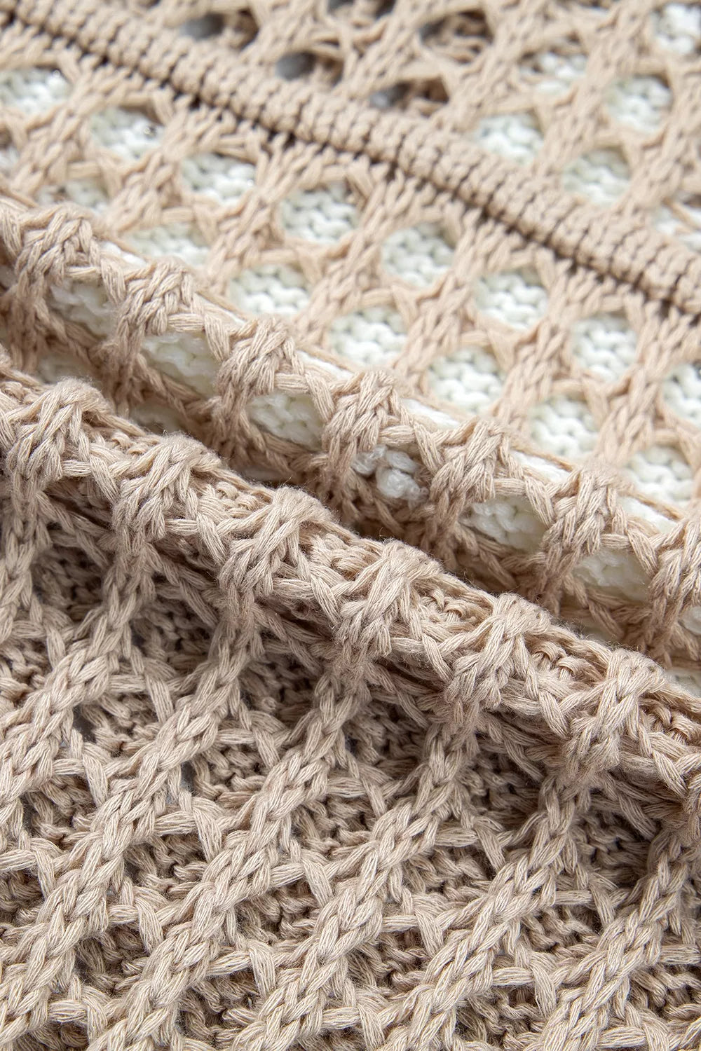 Star Pattern Crochet Hooded Drawstring Knit Cover Up