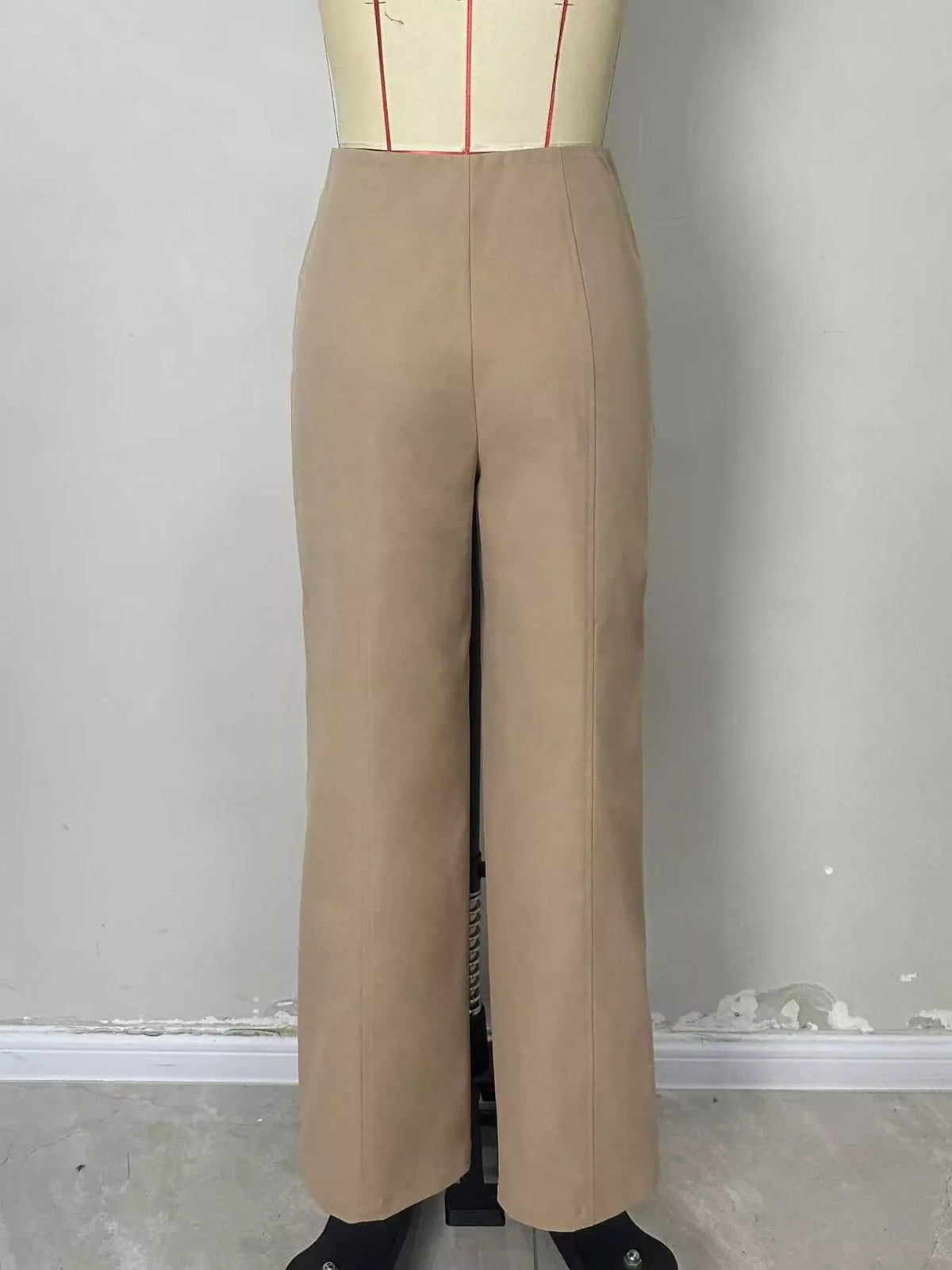 High-Waisted Wide-Leg Front Zip Pants