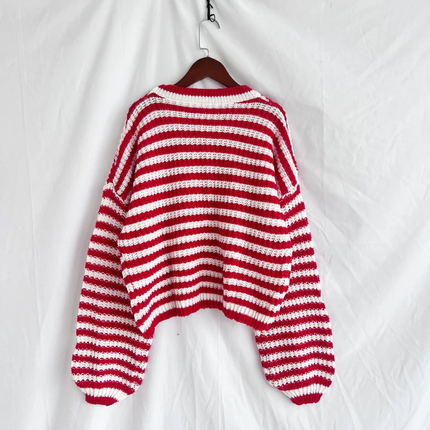 Oversized Striped Drop Shoulder Sweater