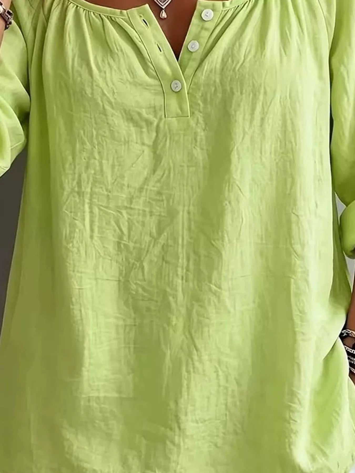 Button Detail Long Sleeve Top