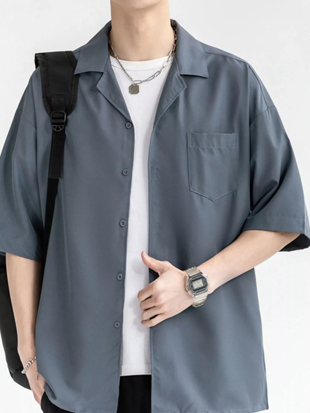 Men's Plus Size Button Up Half Sleeve Shirt