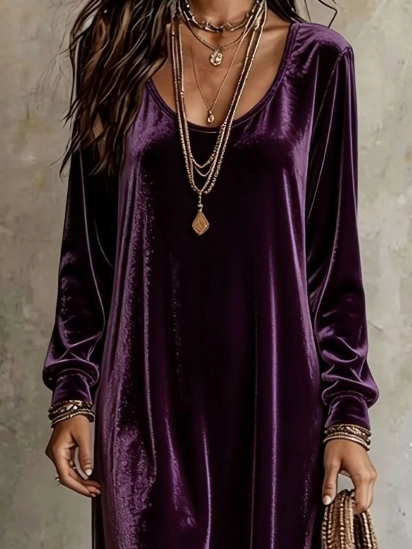 Velvet Maxi Dress with Flowy Hem