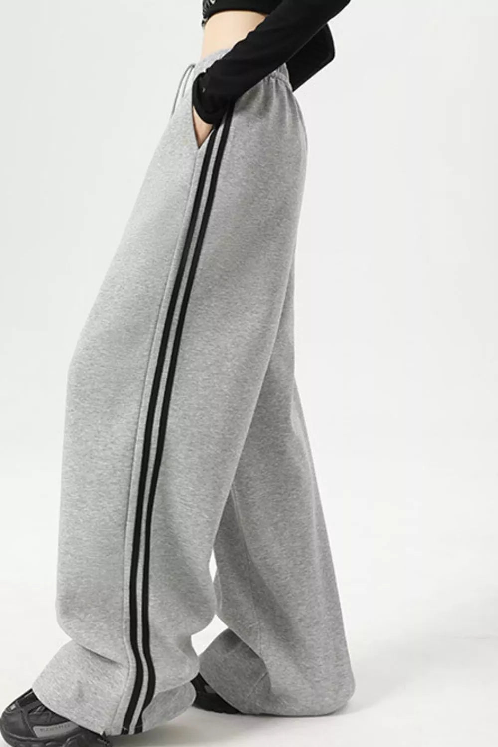 Wide Leg Side Striped Pants