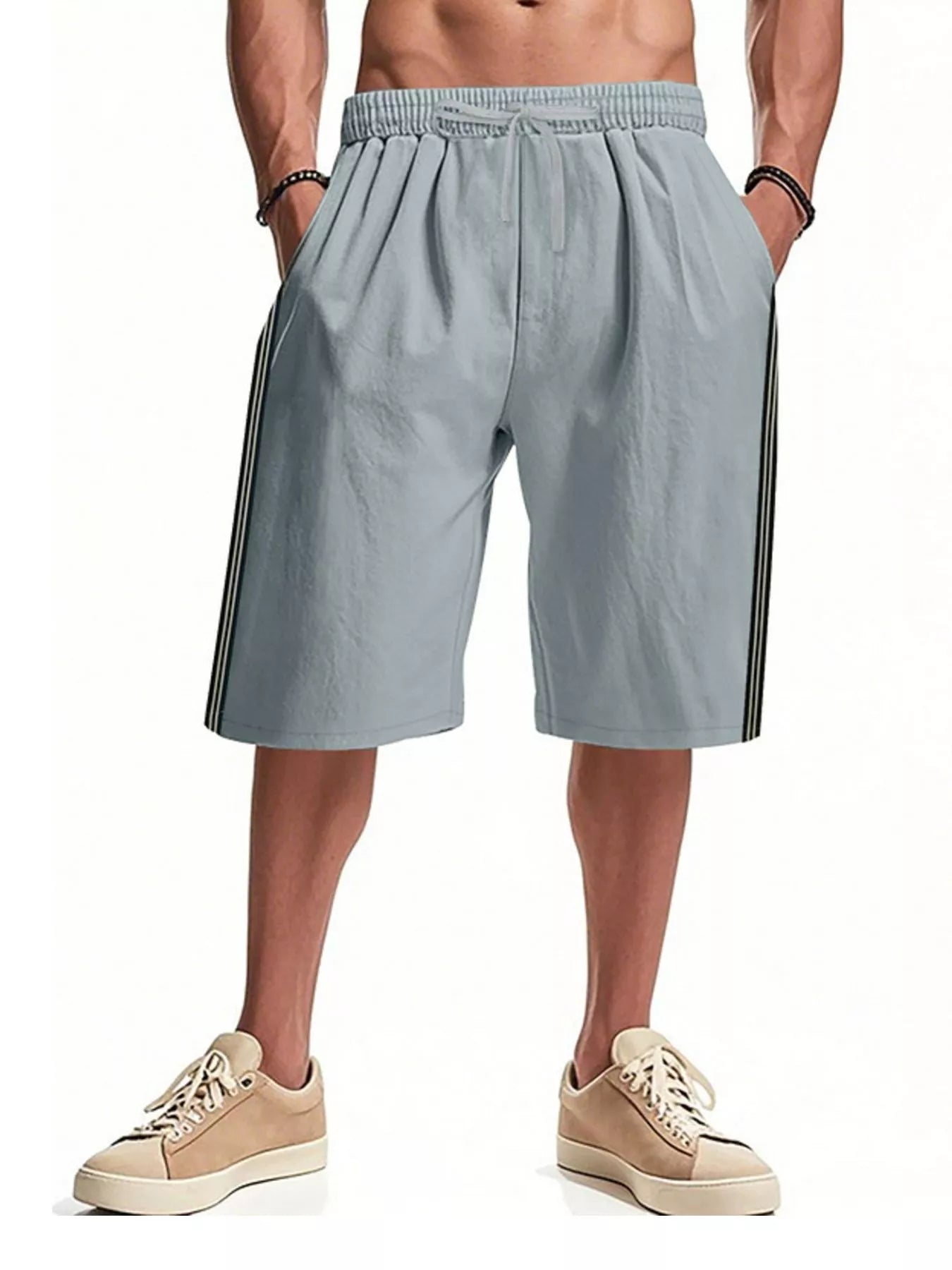 Men's Full Size Casual Striped Shorts Plus Size