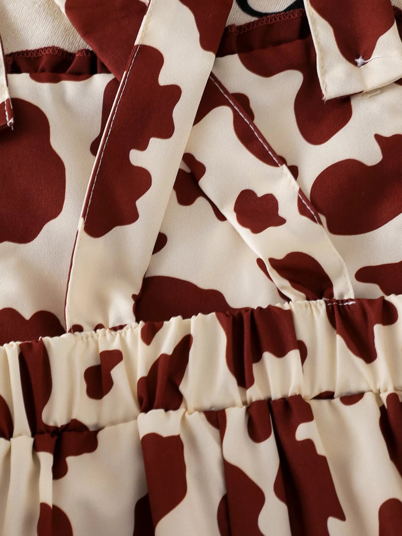 Children's Cow Print Ruffle Jumpsuit
