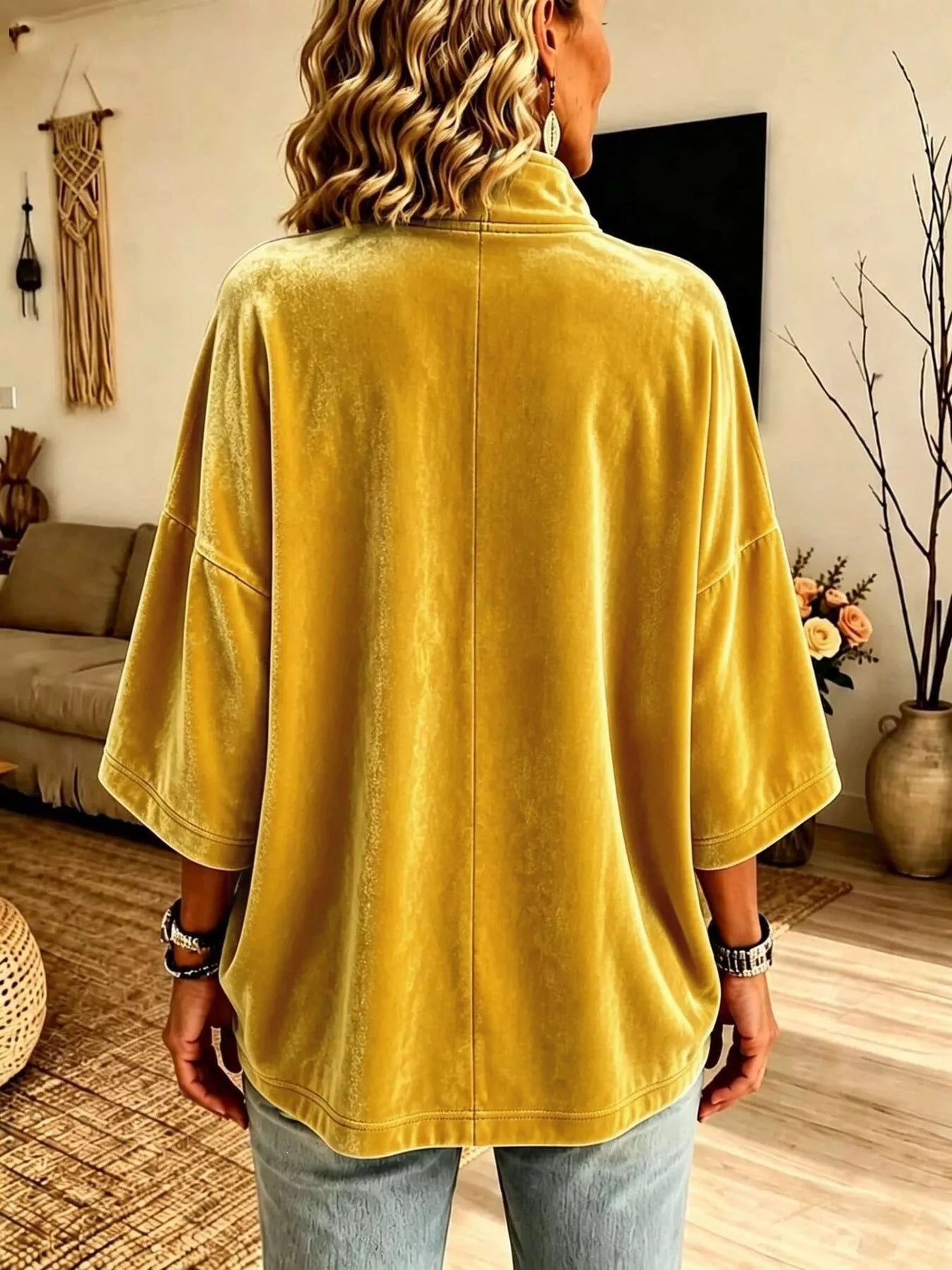 Full Size Velvet Quarter-Zip Sweatshirt Plus Size