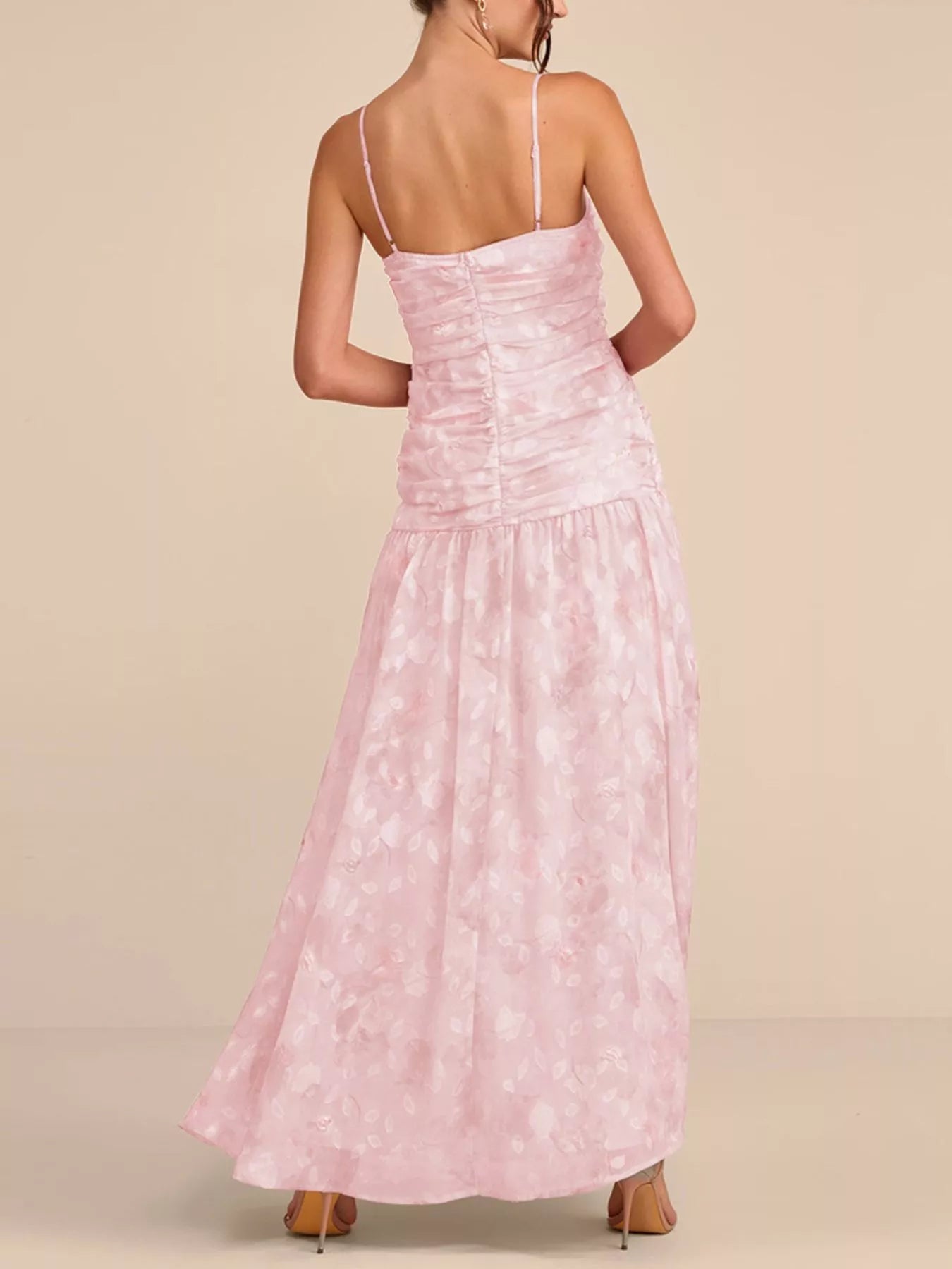 Ruched Spaghetti Strap Maxi Dress