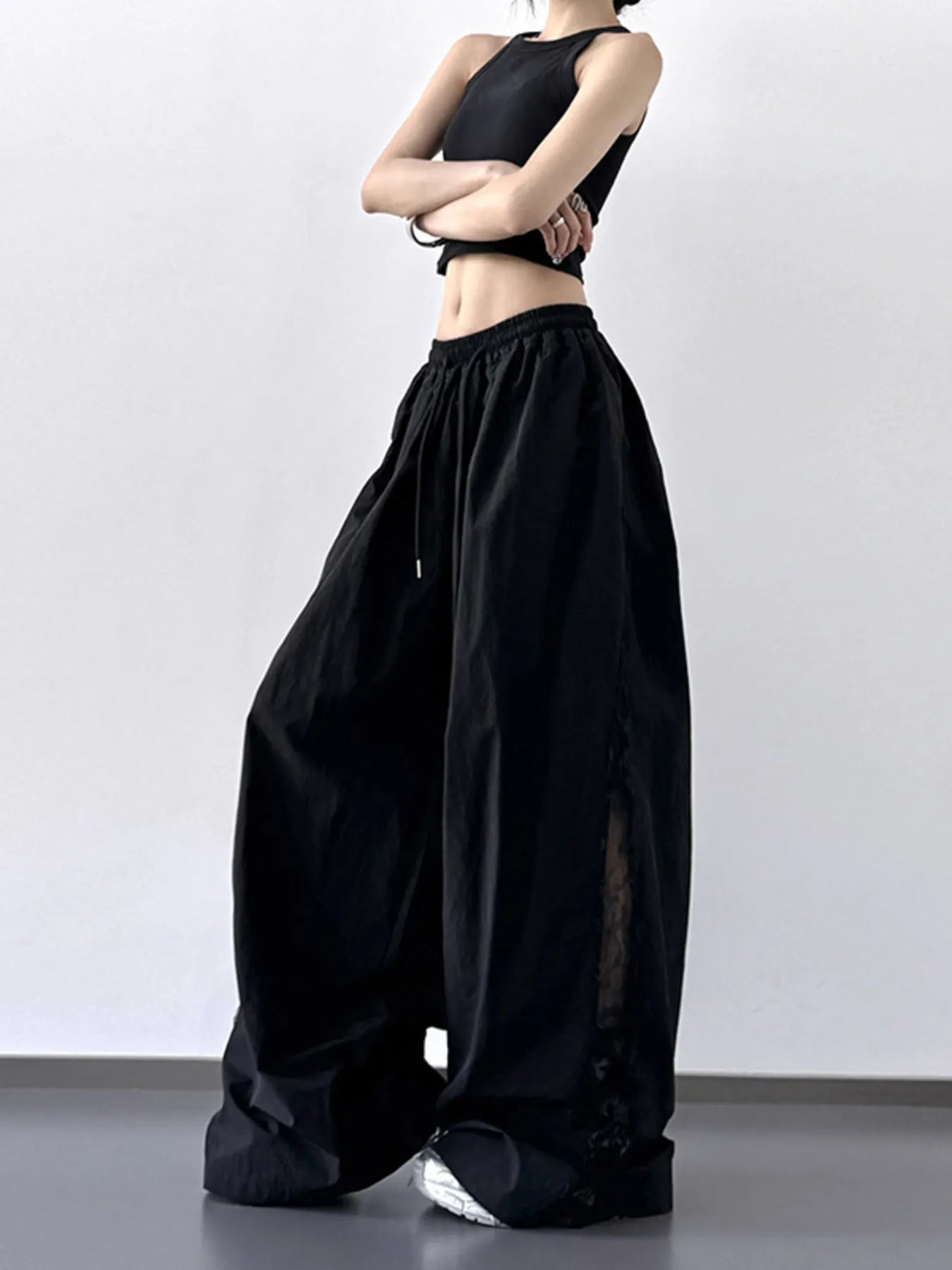 Elastic Waist Wide-Leg Pants