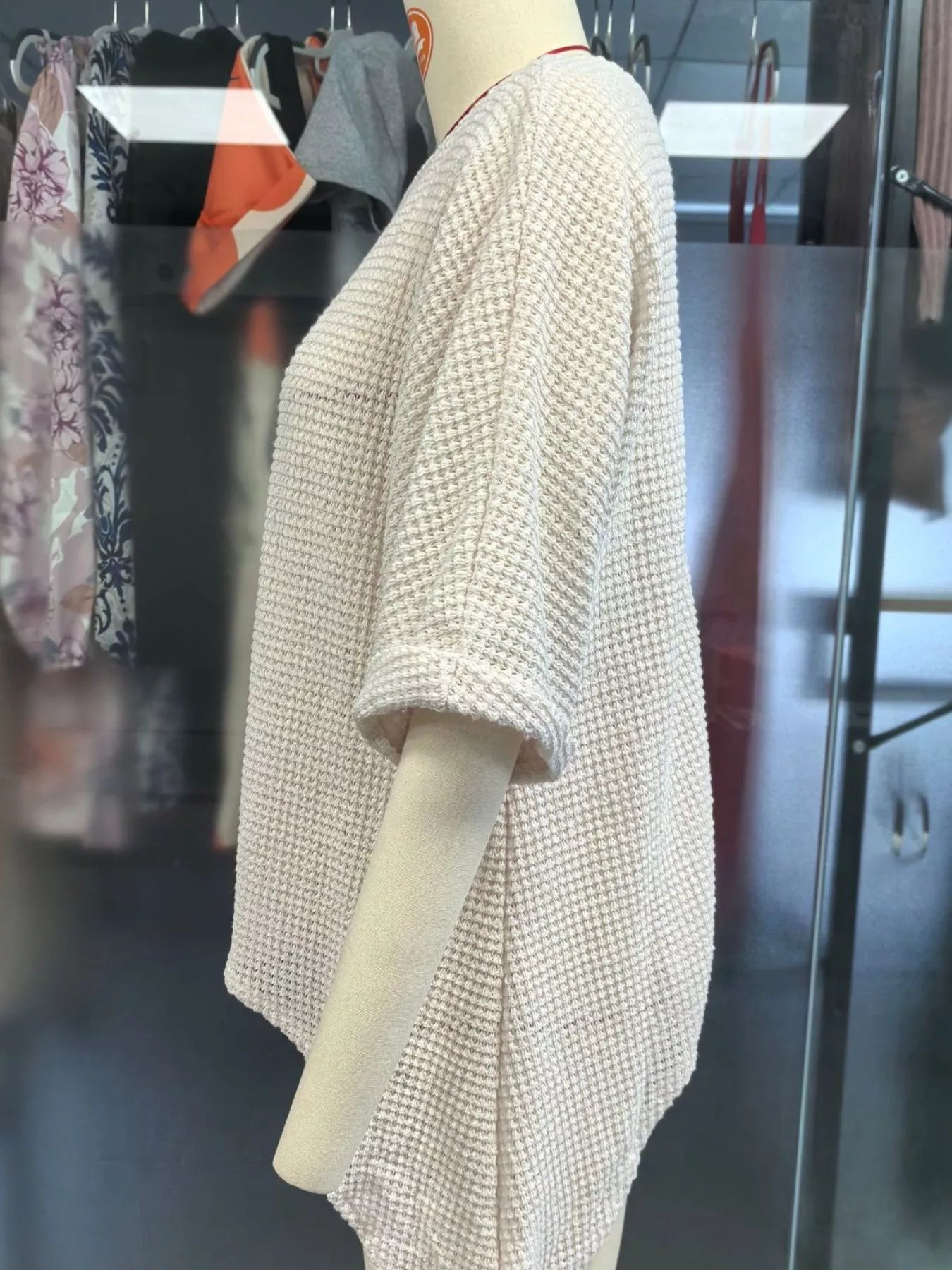 Full Size Loose Knit Cover Up with Asymmetrical Hem Plus Size