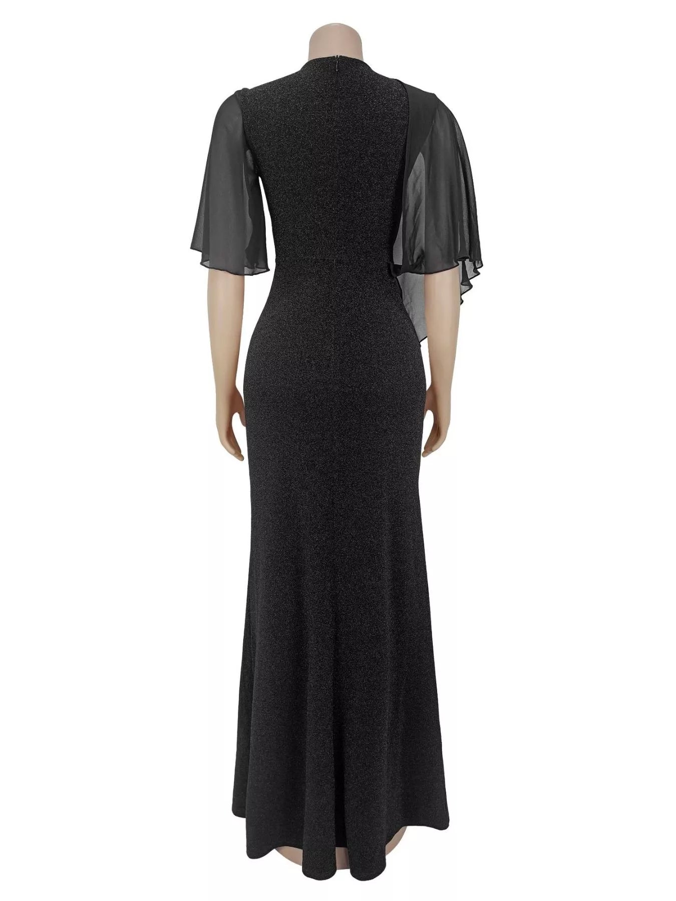 Slit Flutter Sleeve Maxi Dress