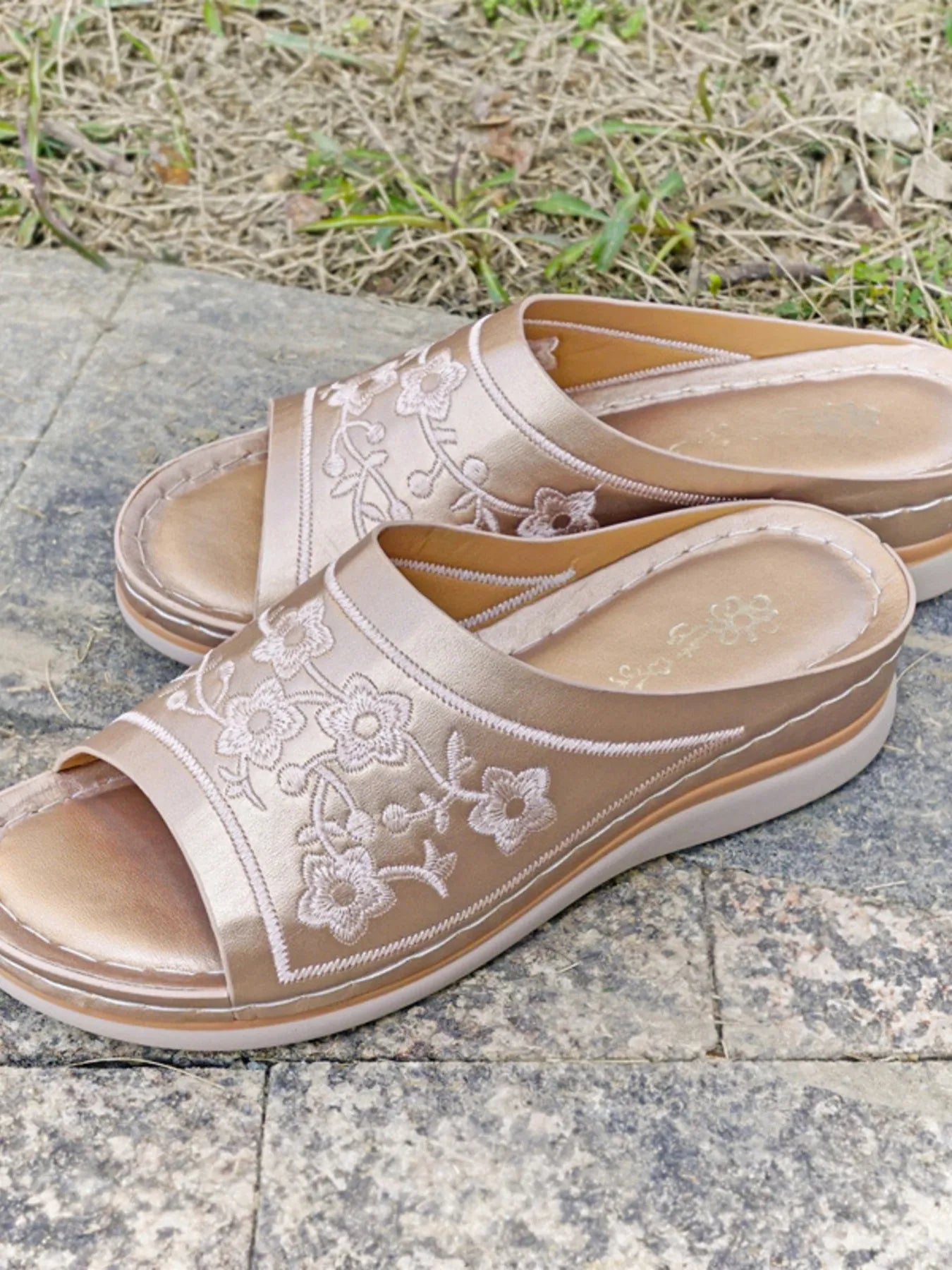 Floral Embroidered Comfort Sandals