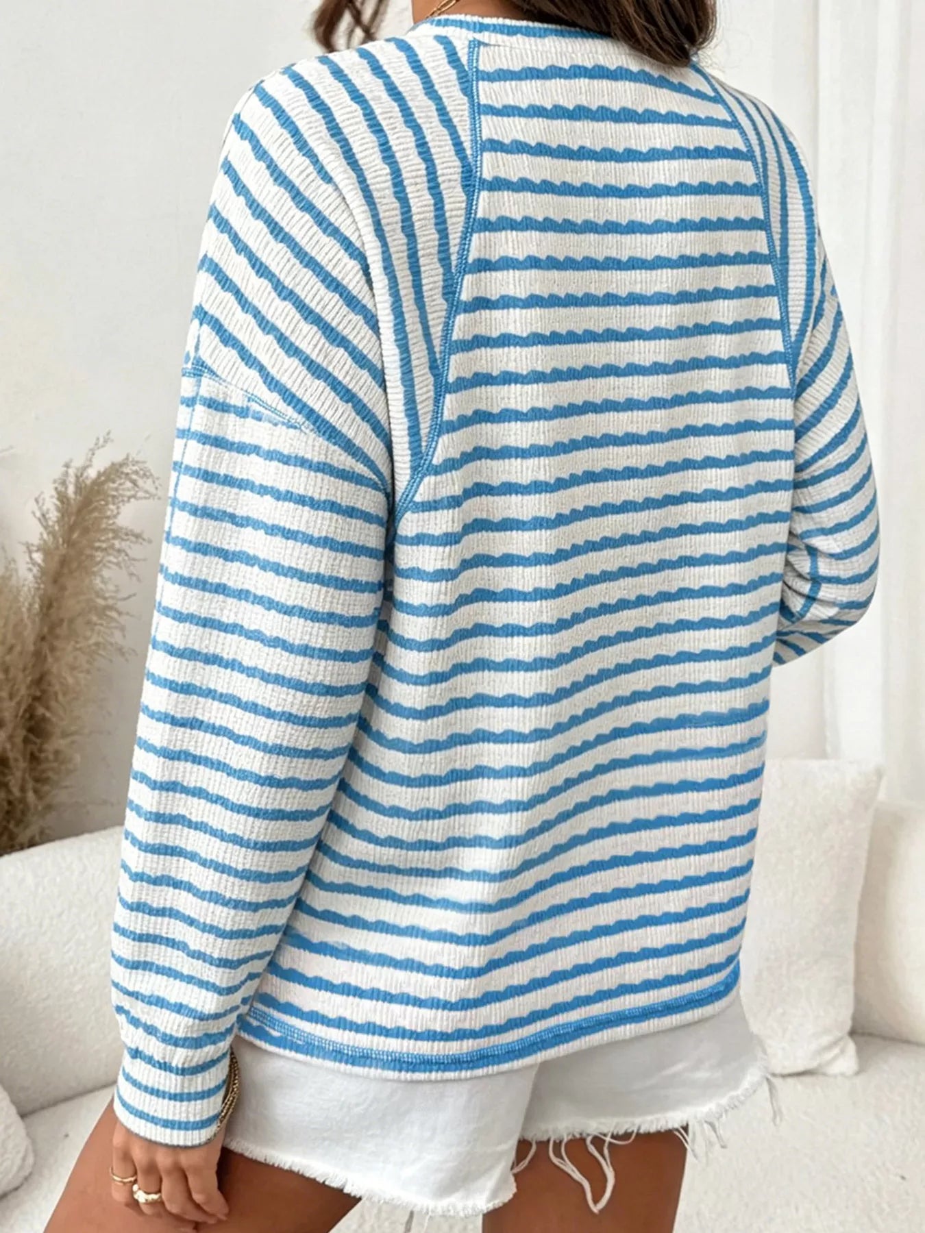 Casual Striped Raglan Sleeve Long-Sleeve T-Shirt