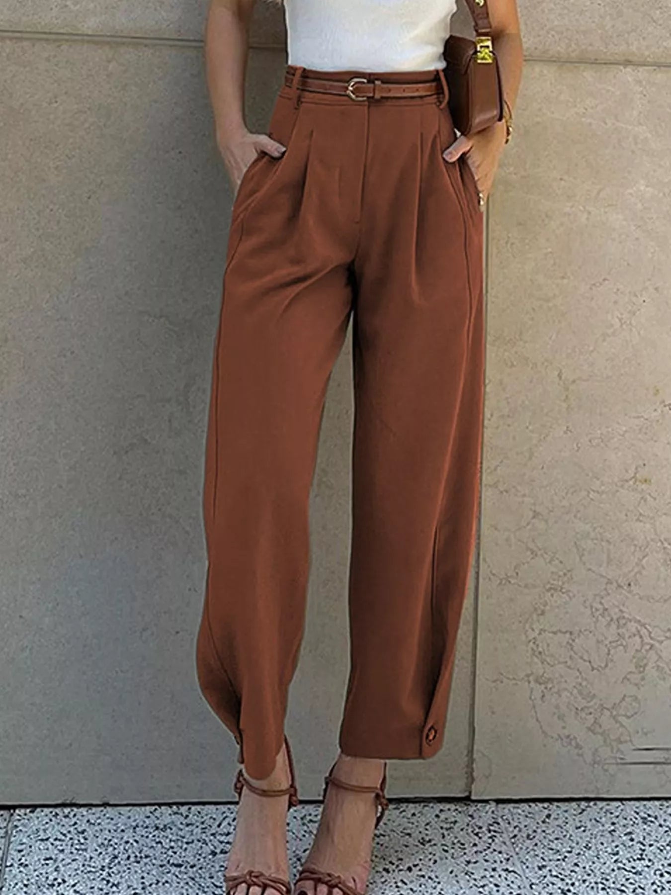 High-Waisted Pleated Pants