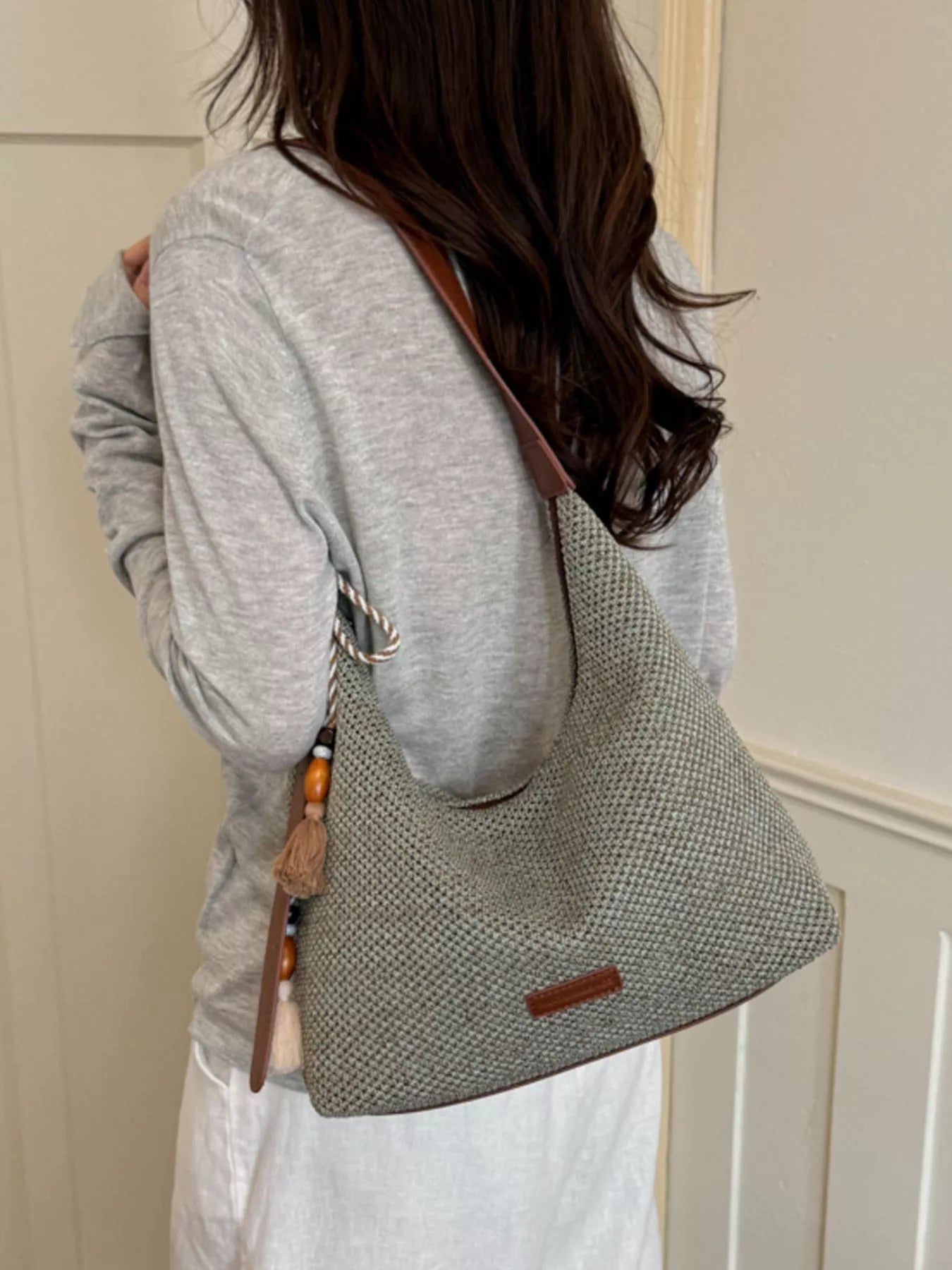 Tassel Woven Shoulder Bag