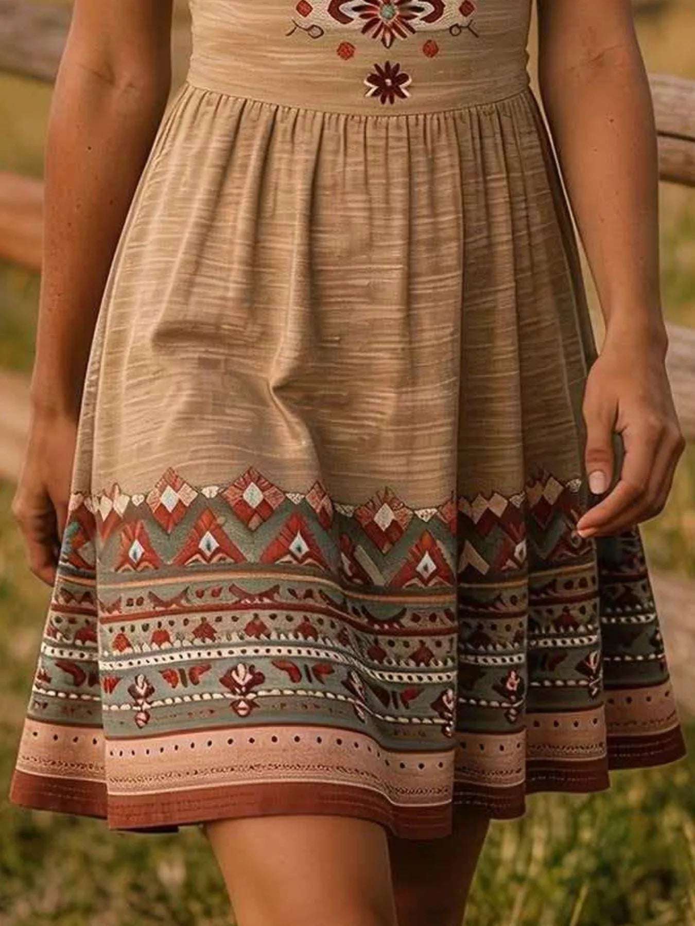 Tribal Print Sleeveless A-Line Summer Dress