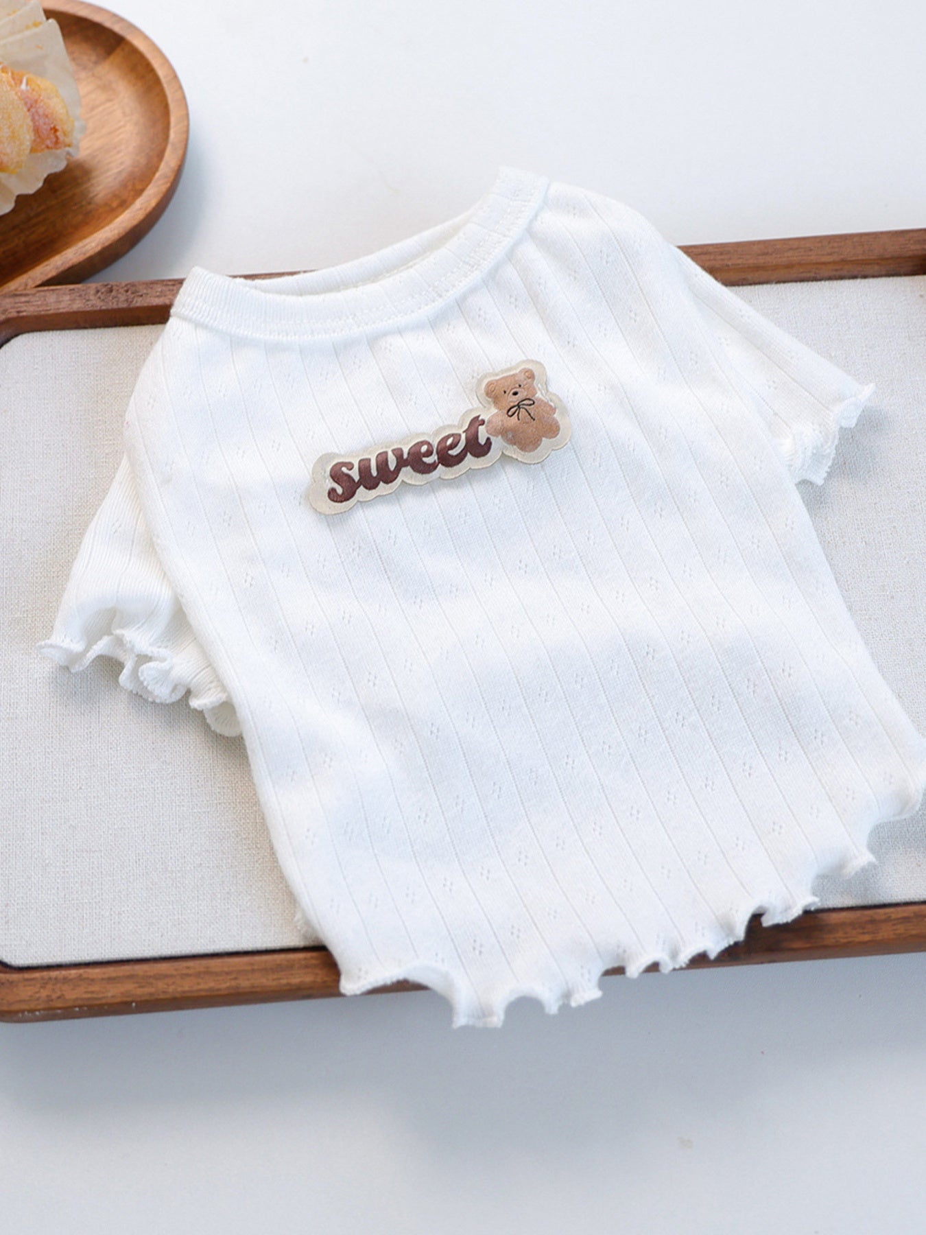 Sweet Bear Patch Ribbed Pet Top
