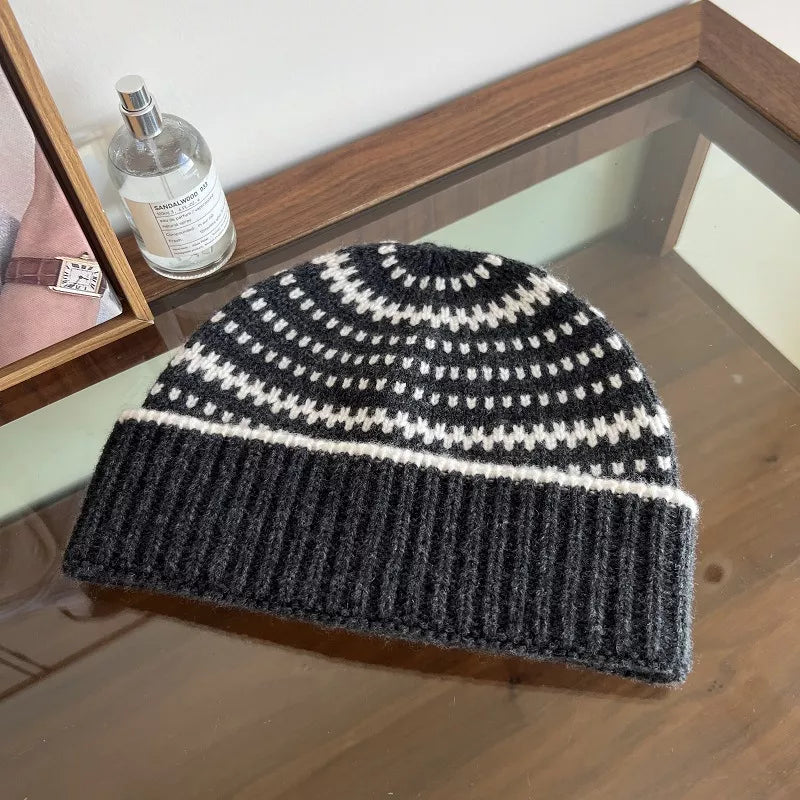 Wool Striped Warm Knit Hat