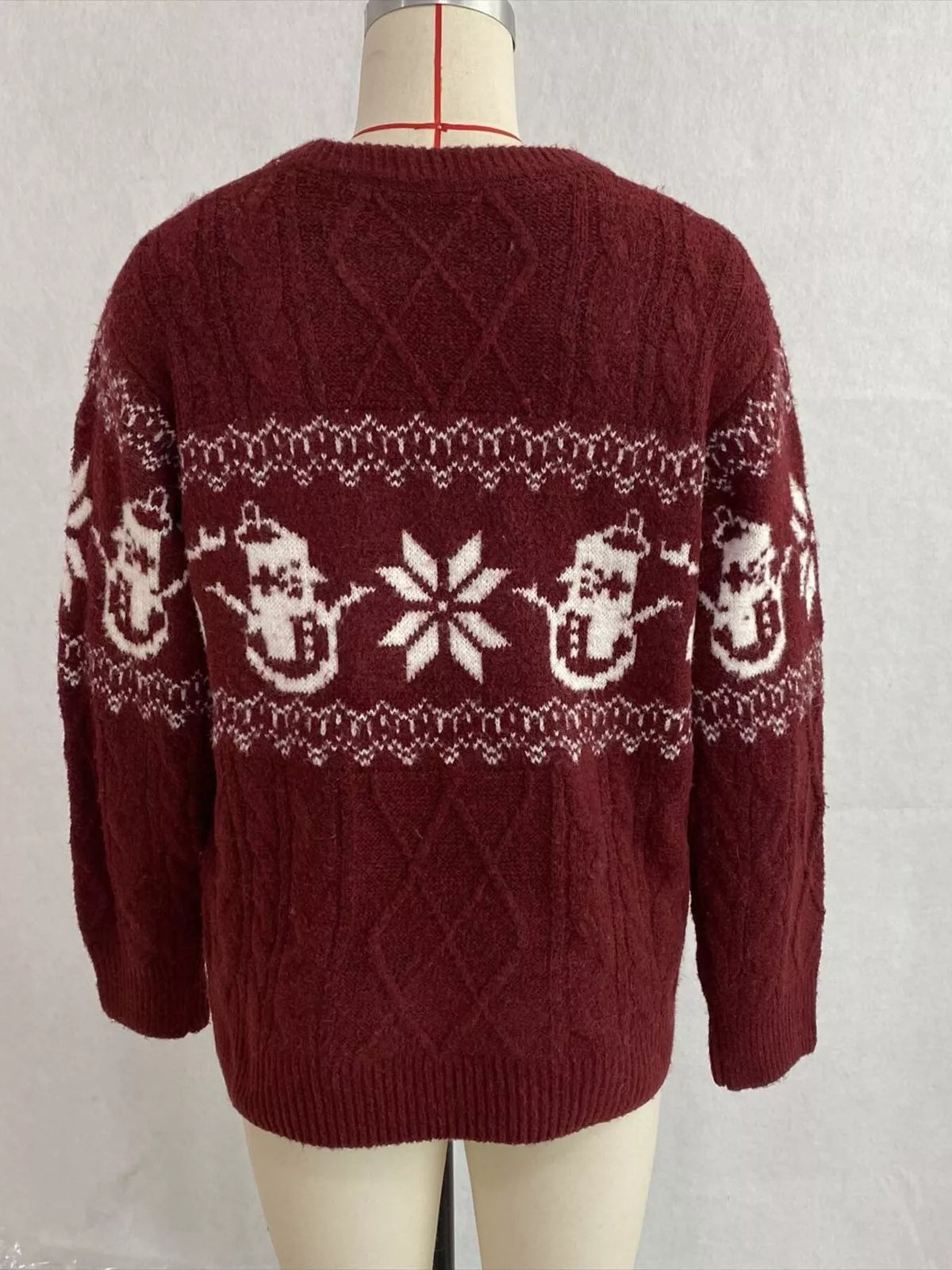 Christmas Snowman Pattern Cable Knit Sweater