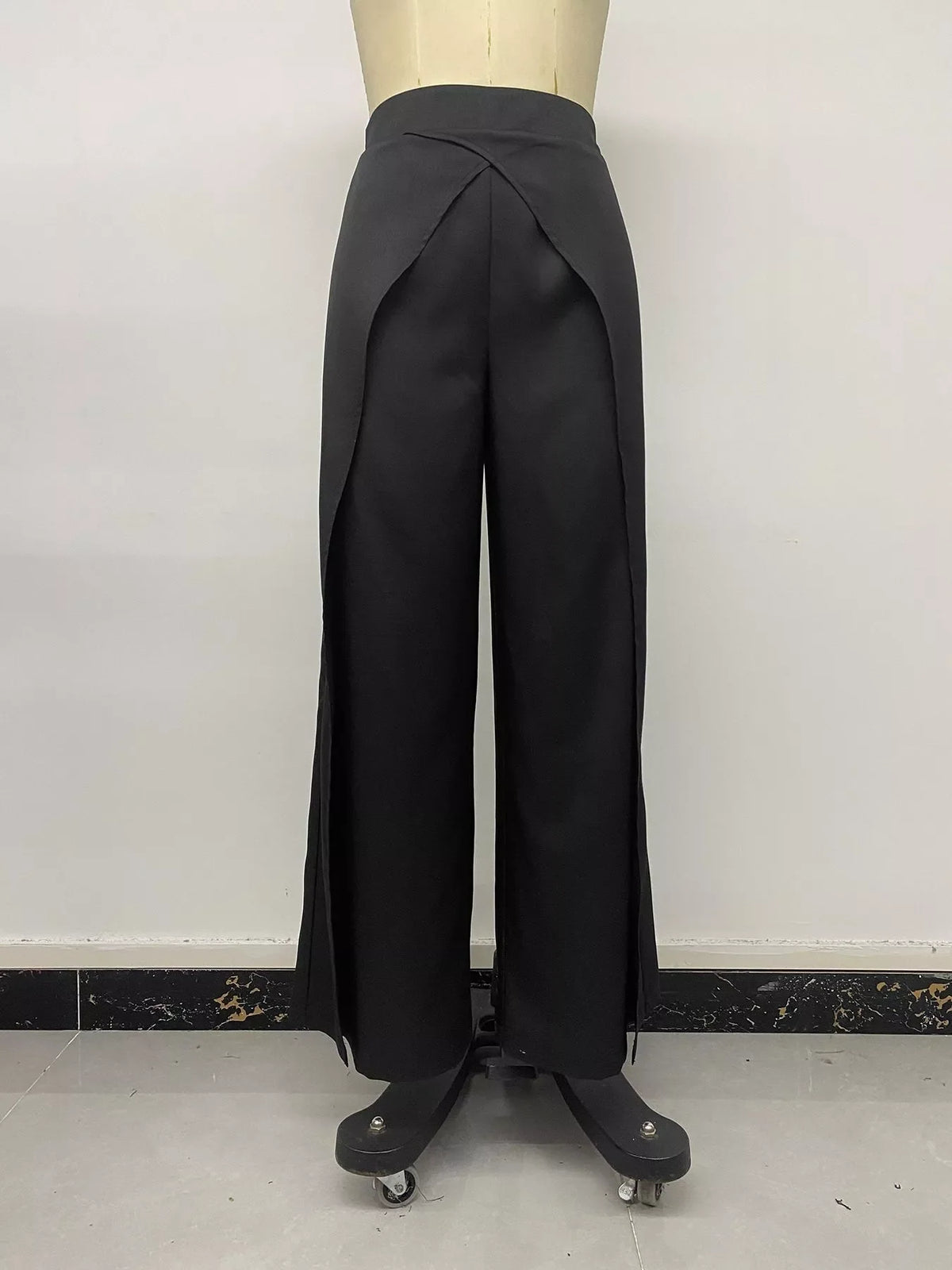 Wide-Leg Pants with Overlap Front Detail