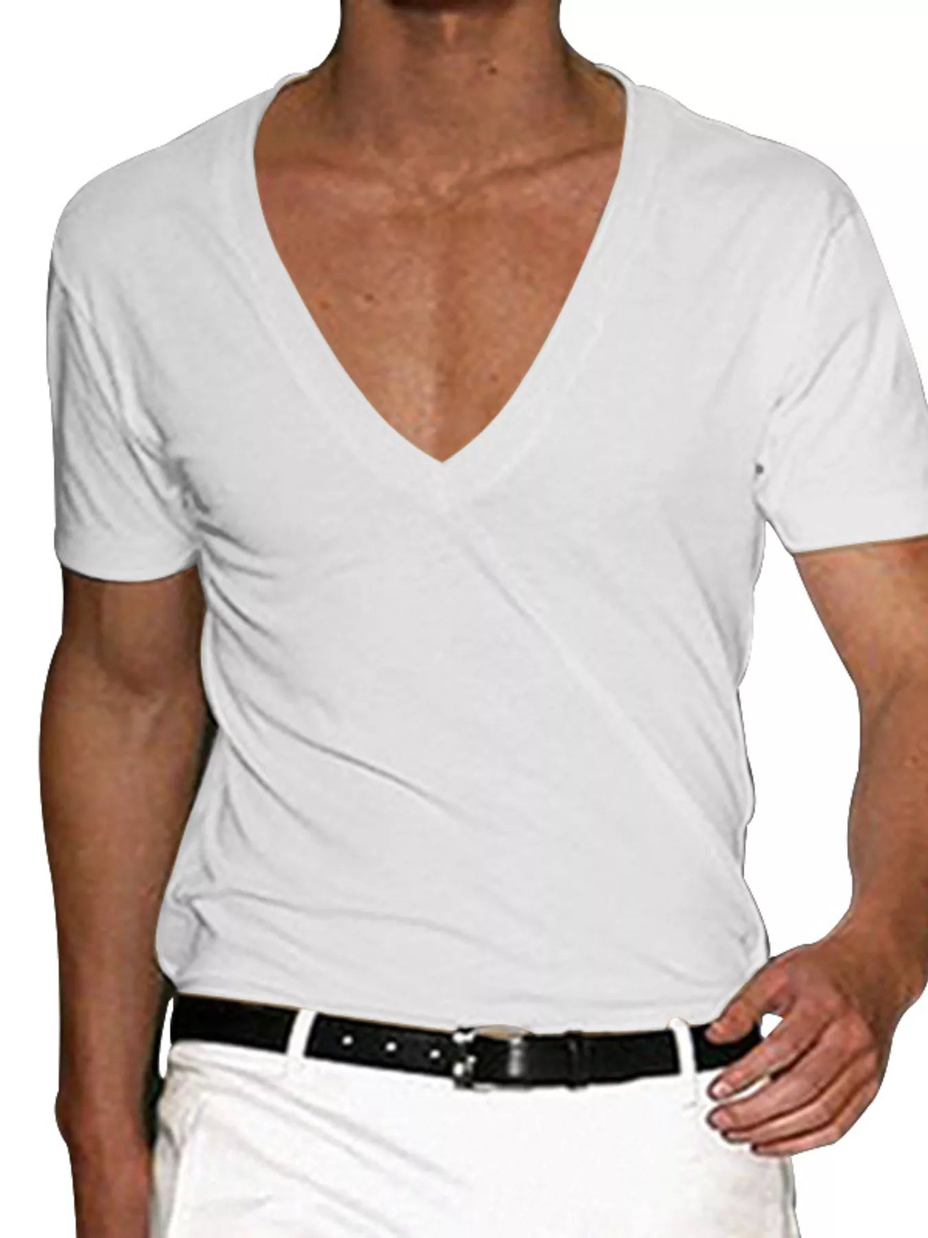 Men's Full Size Deep V-Neck T-Shirt Plus Size
