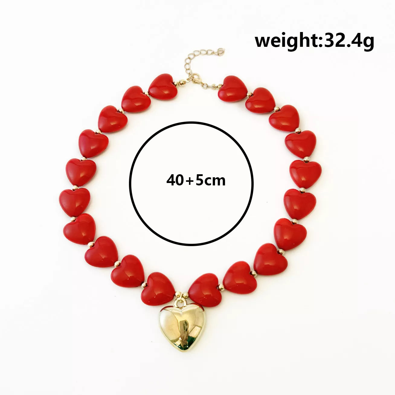 Heart‑Shaped Resin Beaded Necklace