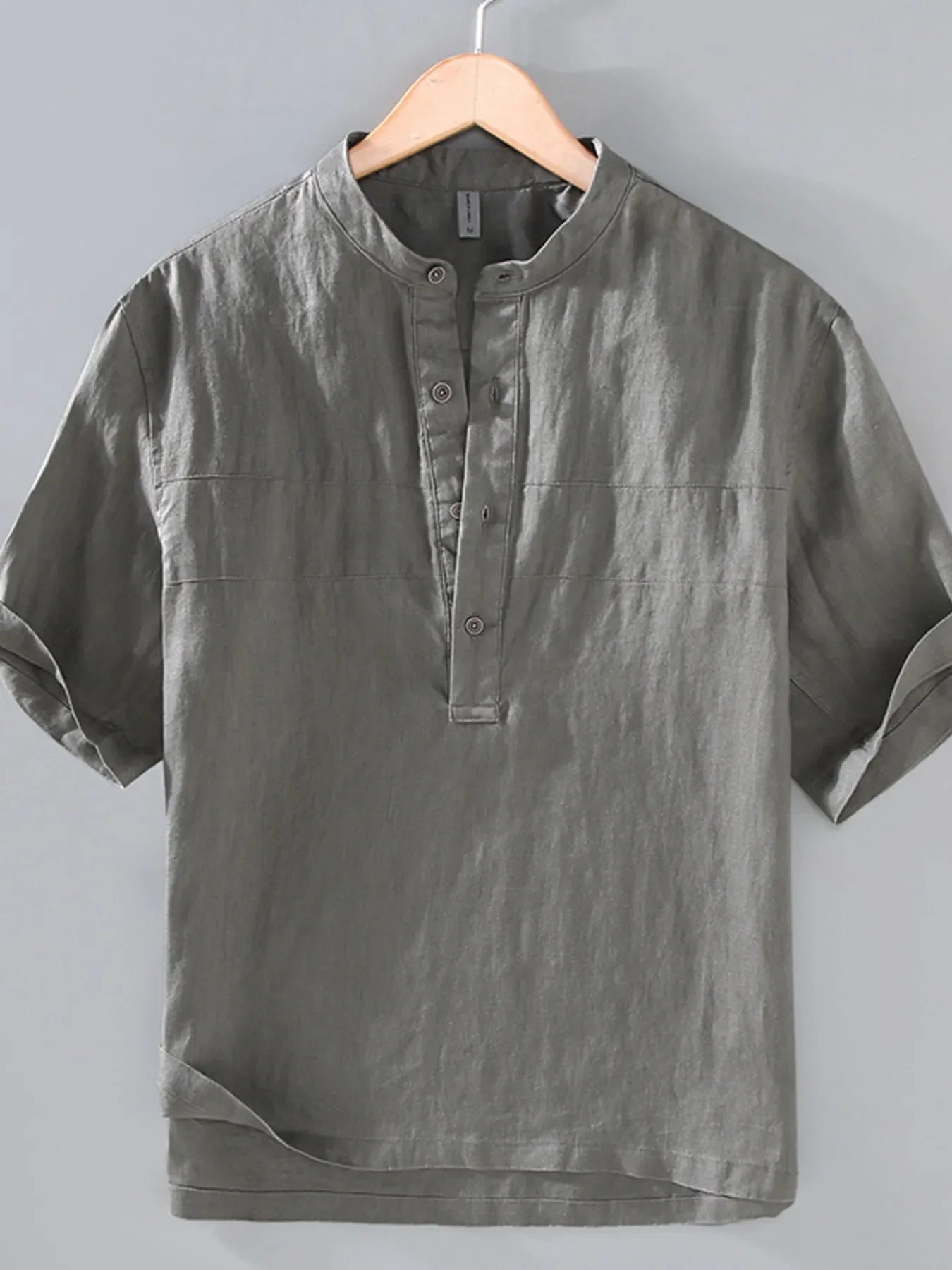 Men's Plus Size Button Detail Short Sleeve Shirt