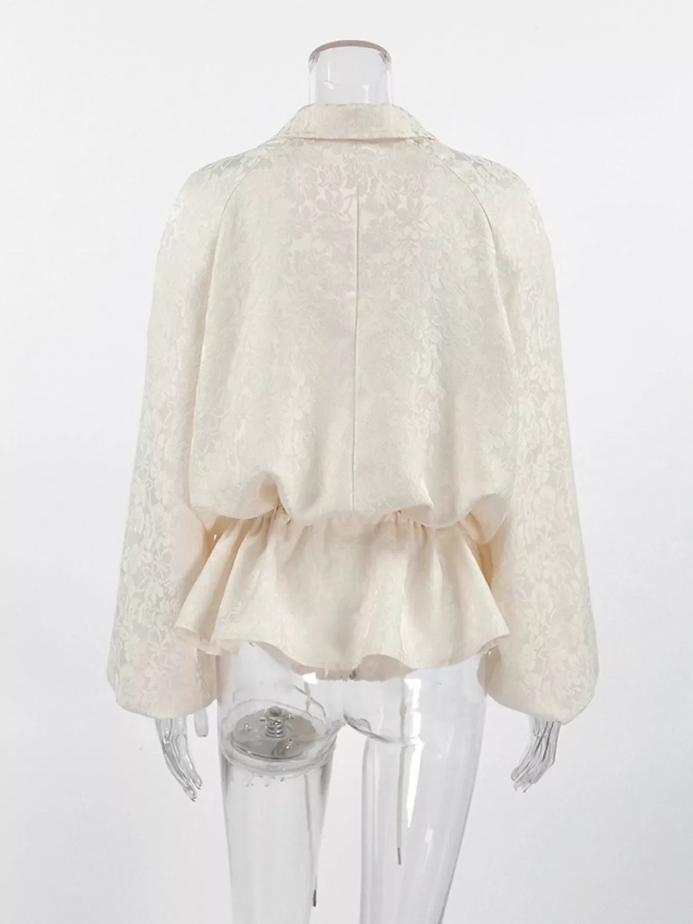 Jacquard Bomber Jacket with Drawstring Waist