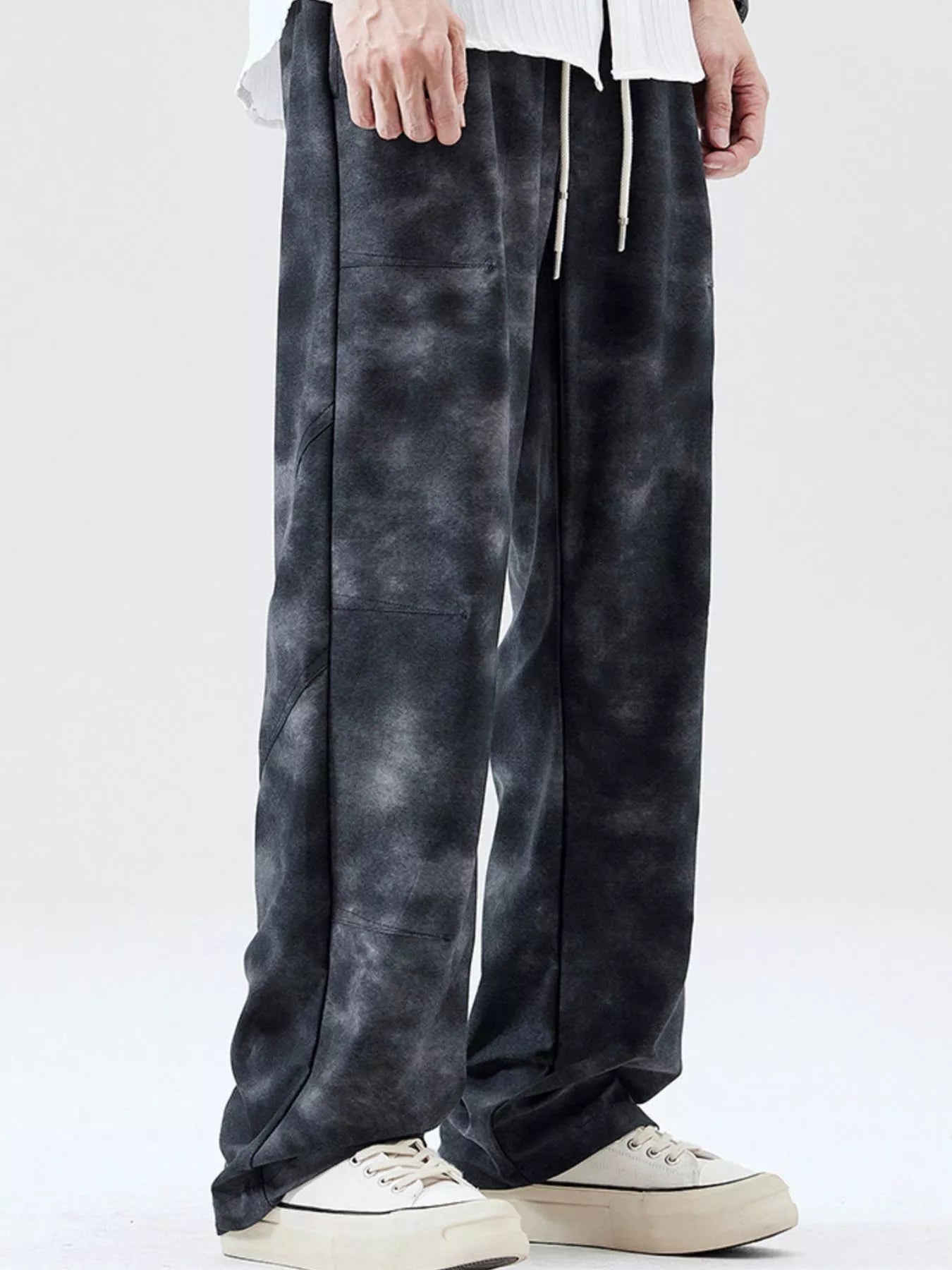 Men's Full Size Relaxed Fit Tie-Dye Wide Leg Cargo Pants Plus Size
