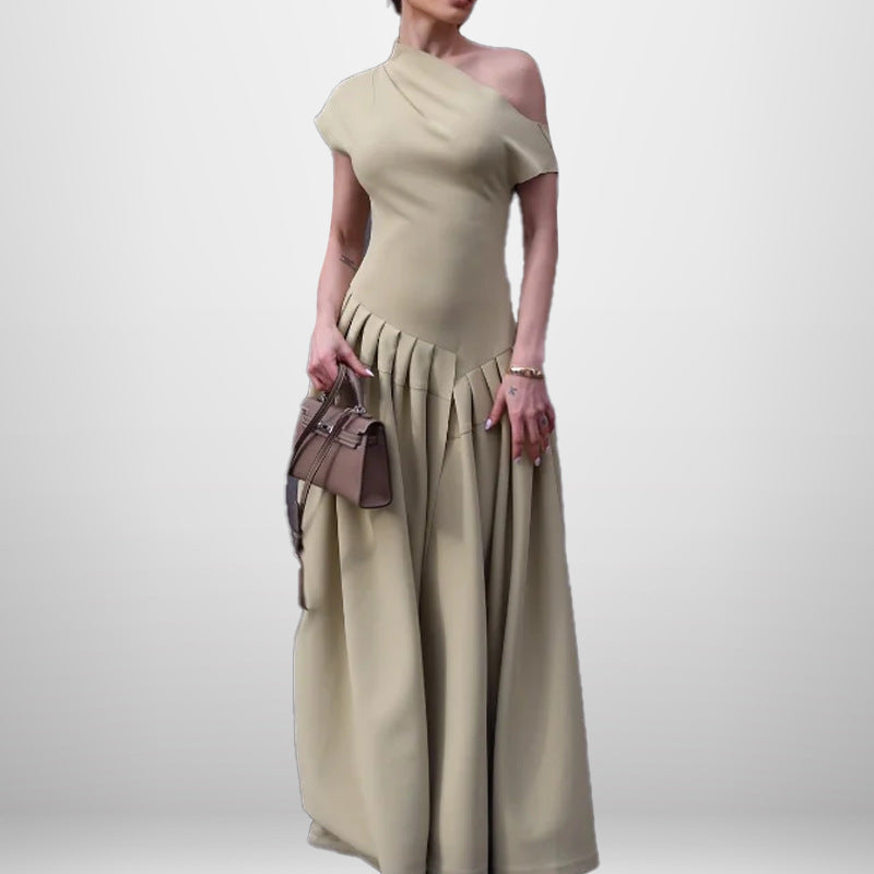 Women's High Waisted Solid Color Dress