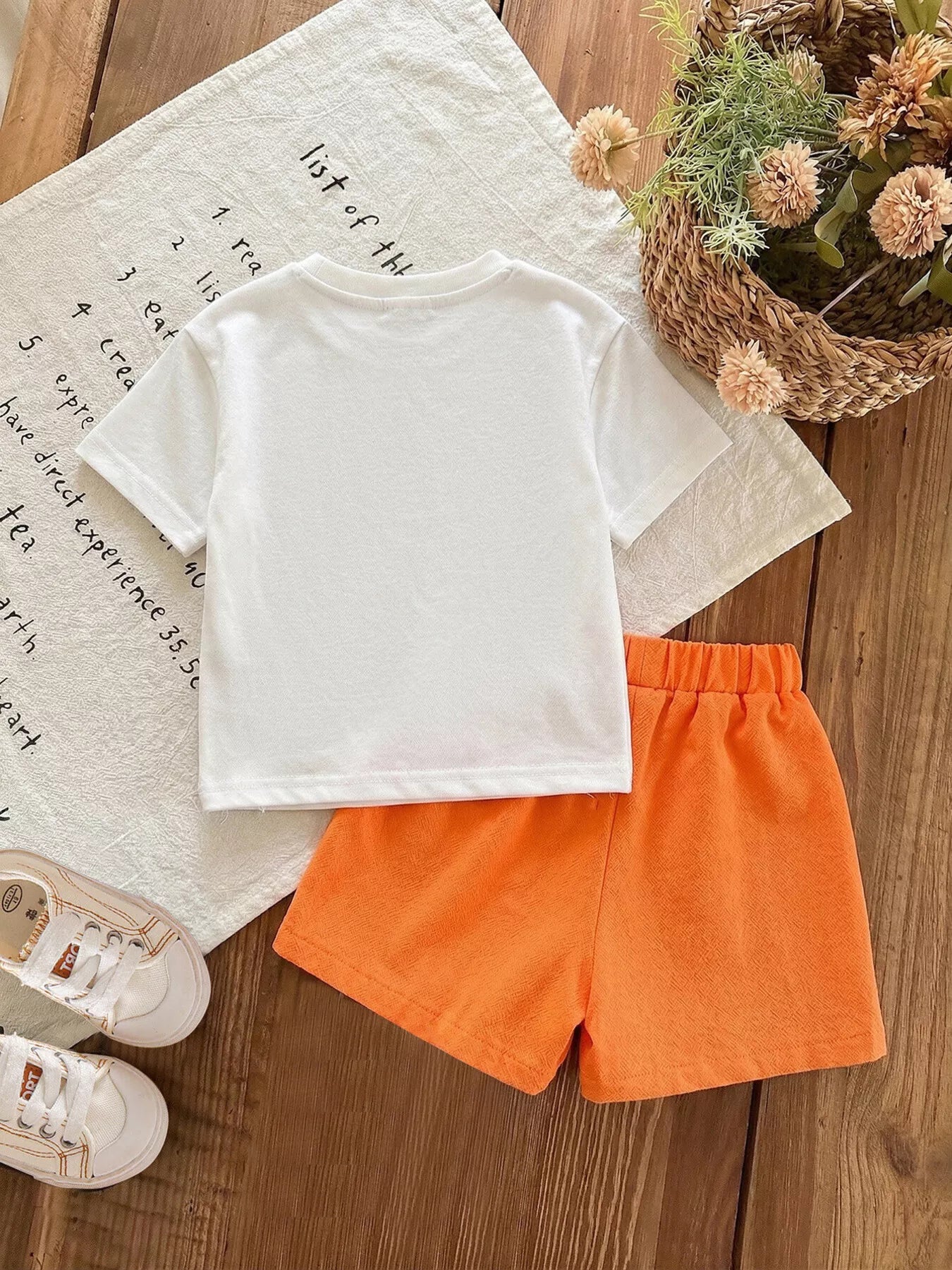 Children's Bow Round Neck Top and Shorts Set