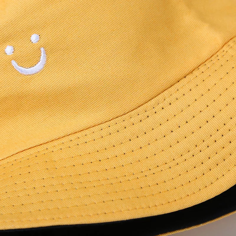 Embroidered Smiley Face Bucket Hat