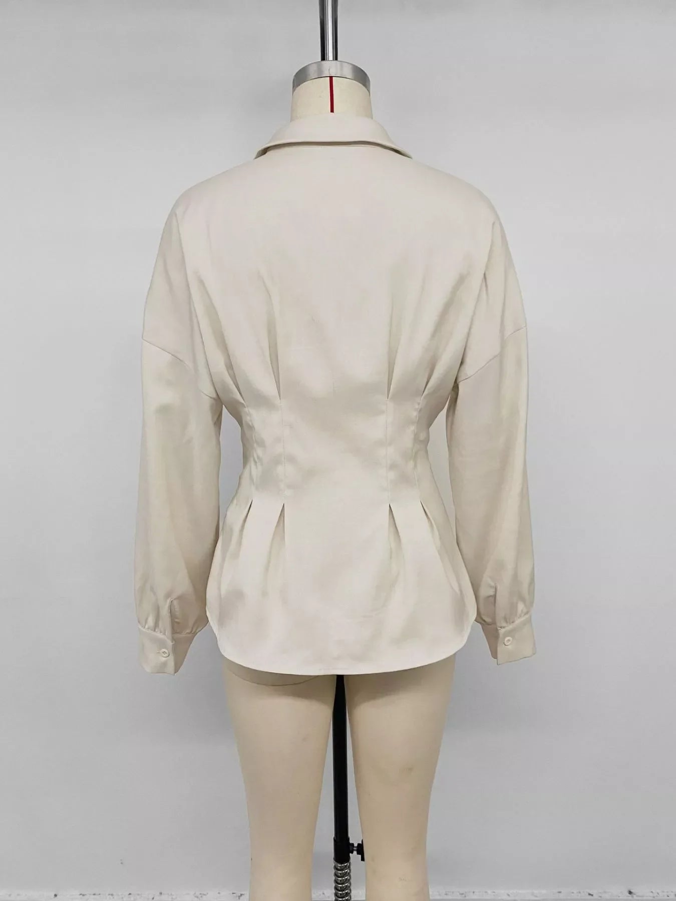 Ruched Button-Up Peplum Shirt