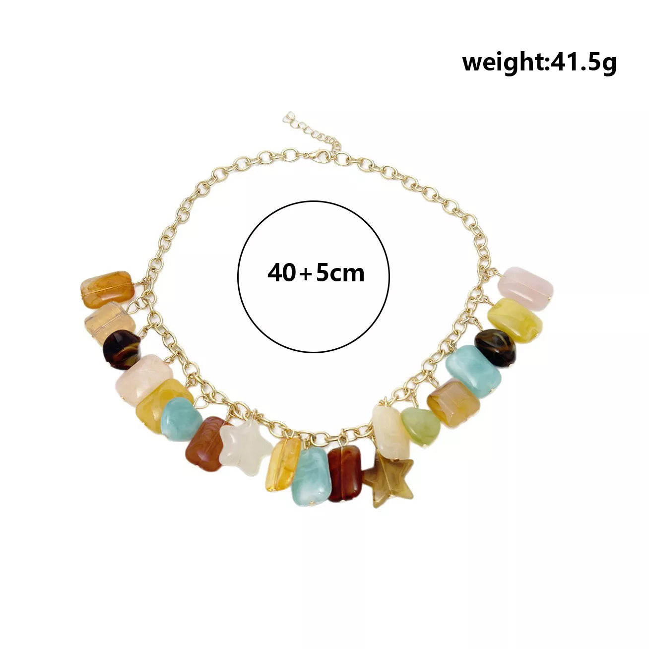Bohemian Multi-Color Gemstone Charm Necklace