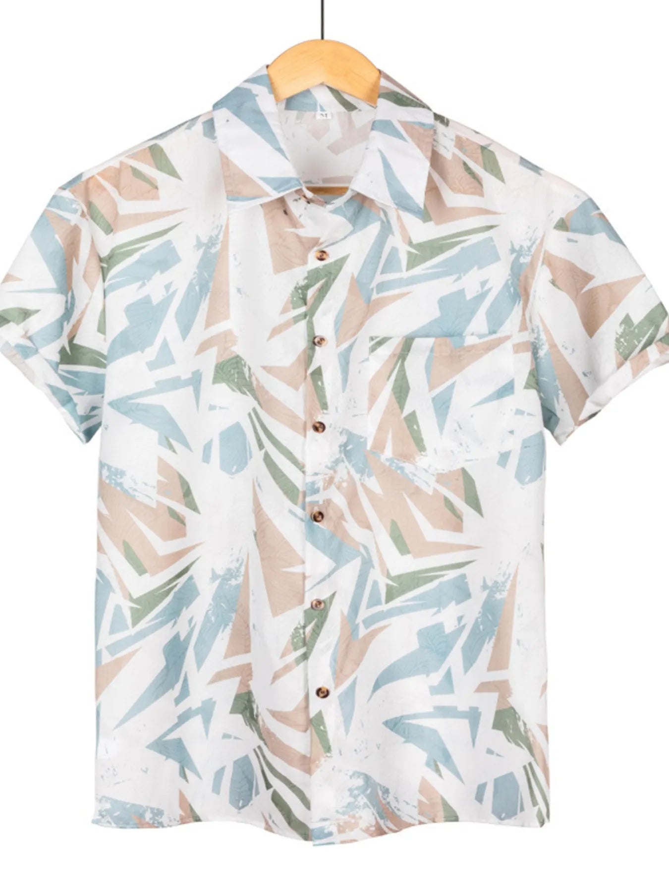 Men's Plus Size Printed Button Up Short Sleeve Shirt