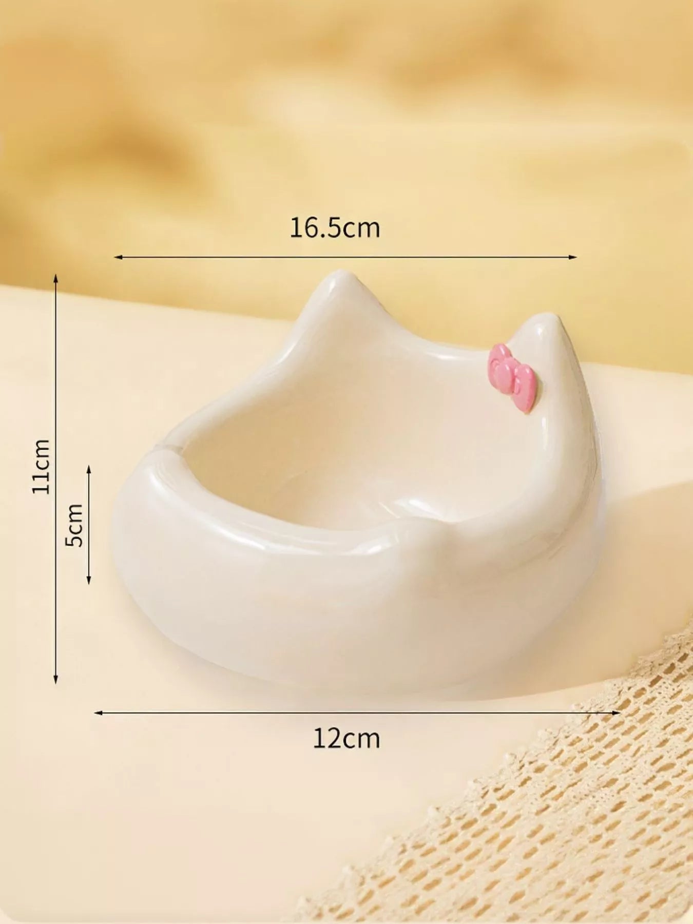 Ceramic Pet Bowl with Bowknot
