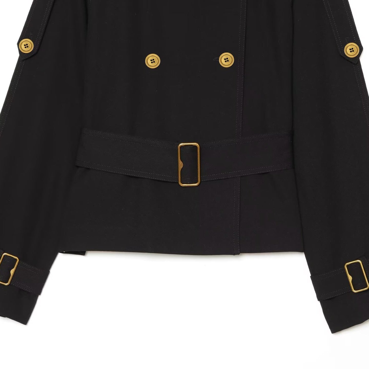 Cropped Double-Breasted Jacket with Gold Hardware