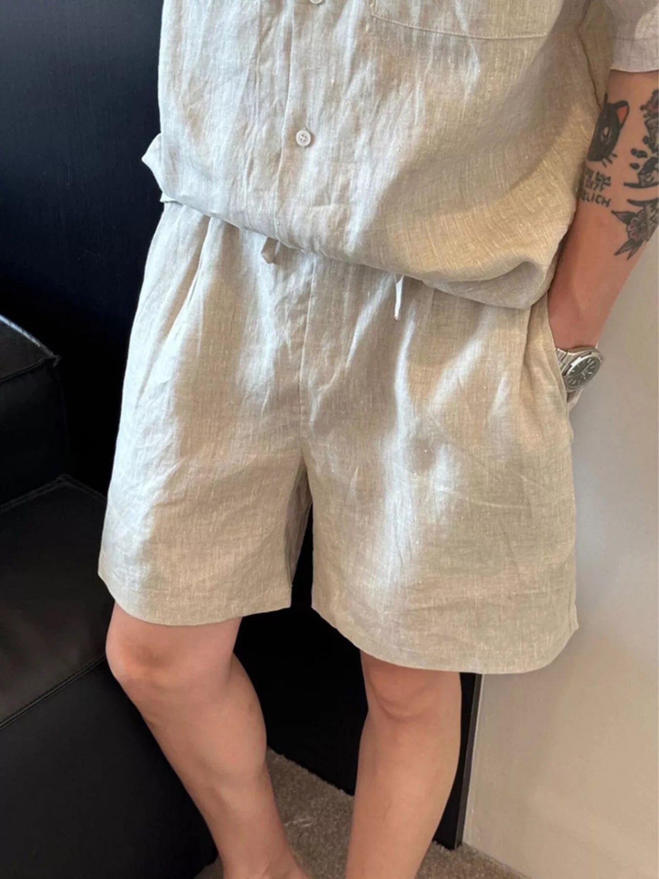 Men's Plus Size Lightweight Linen Blend Shorts