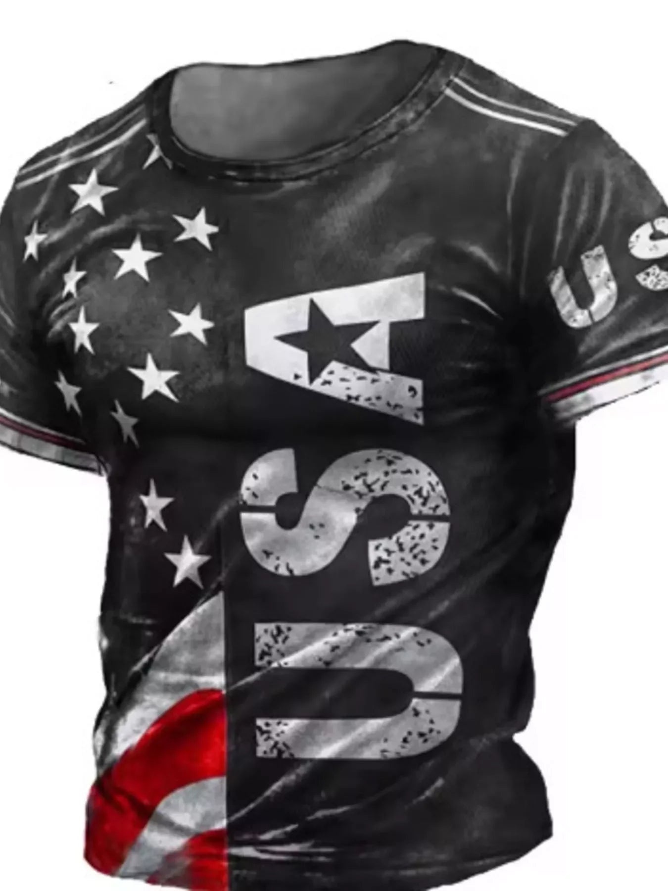 Men's Full Size USA Flag Print T-Shirt Plus Size