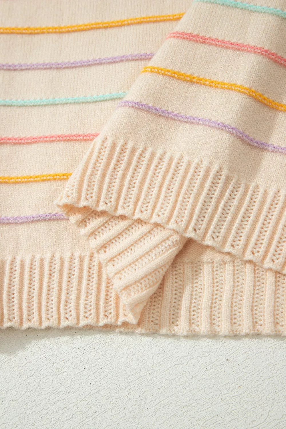 Stripe Colorful Stripes Crew Neck Knit Sweater
