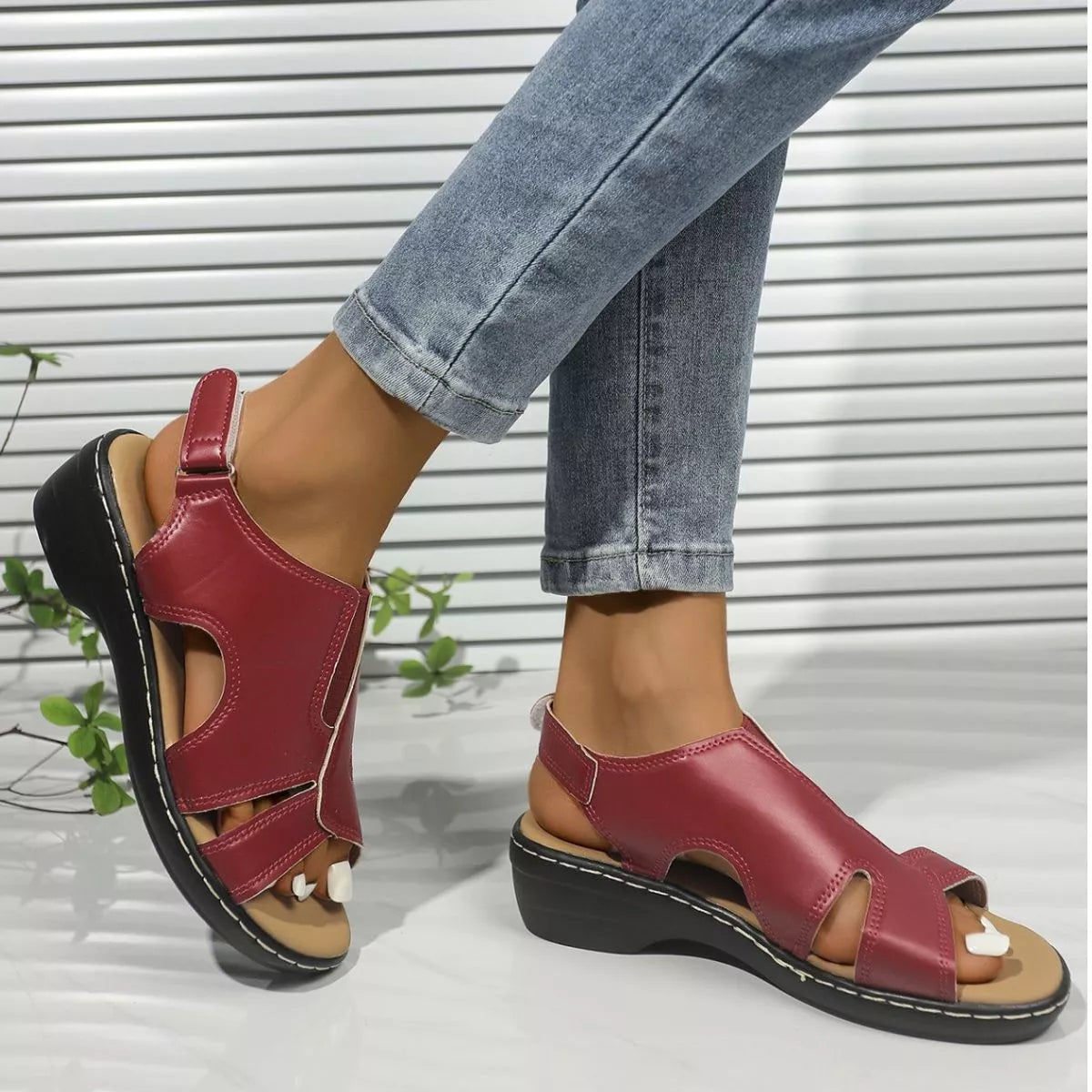 Peep Toe Wedge Sandals