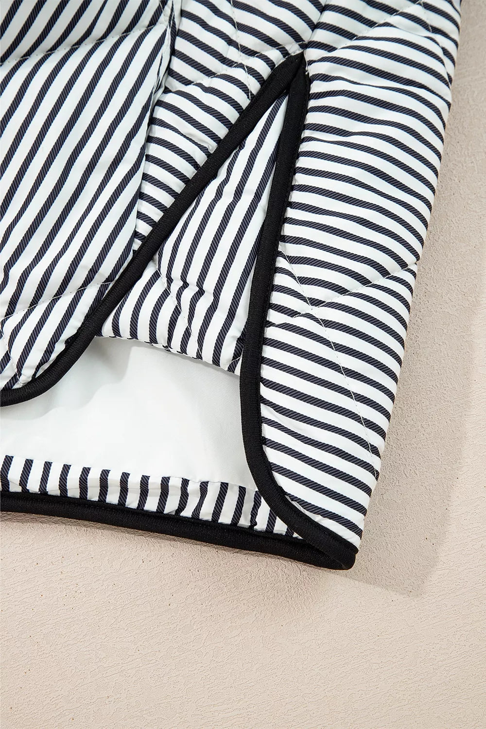 Striped Quilted Vest Coat