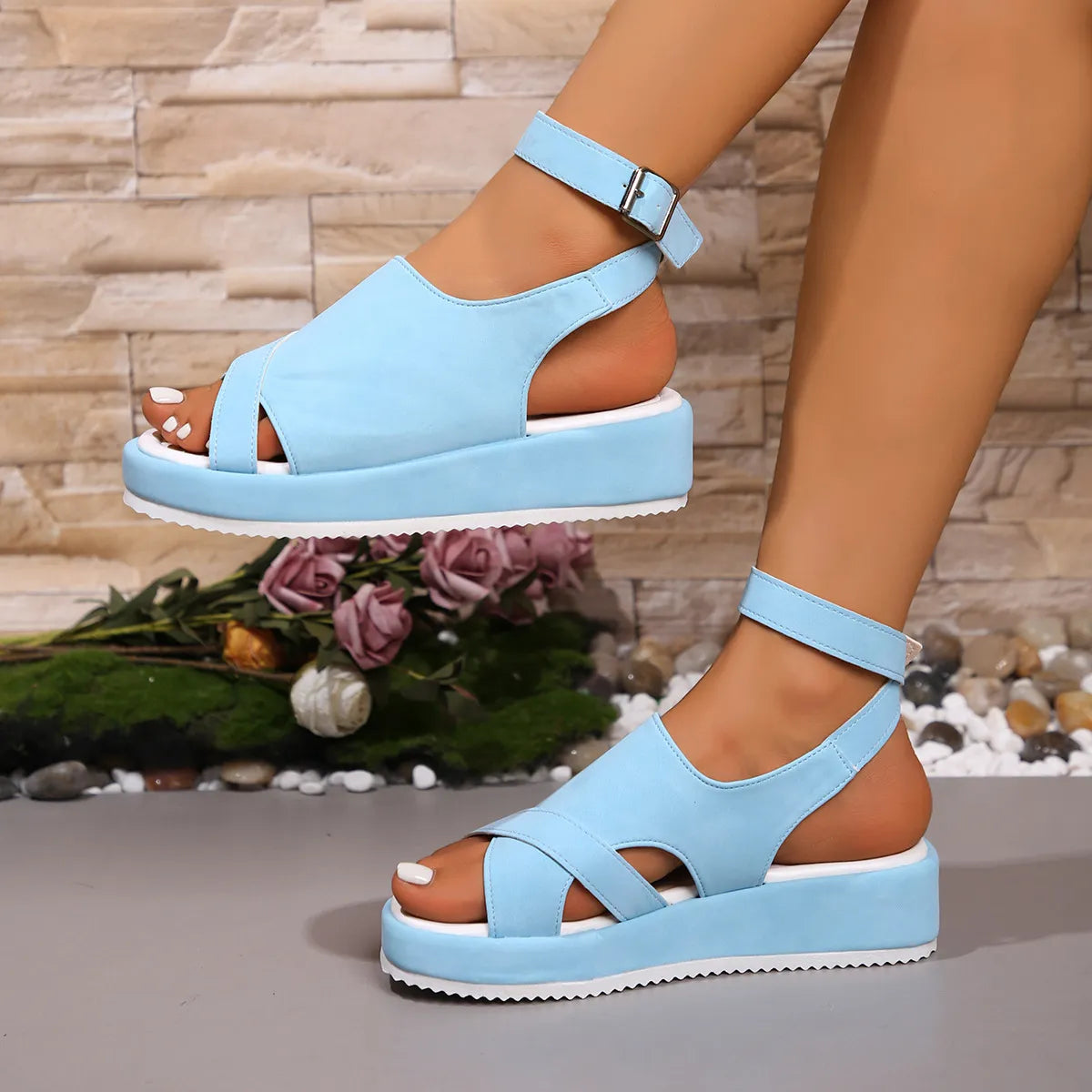 Platform Ankle Strap Comfort Sandals