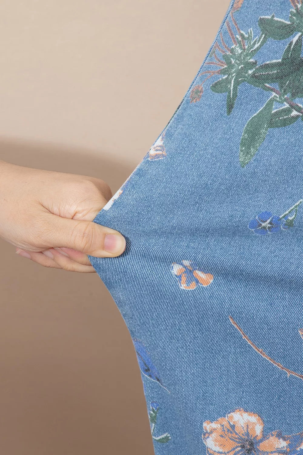 Floral Print Wide-Leg Jeans