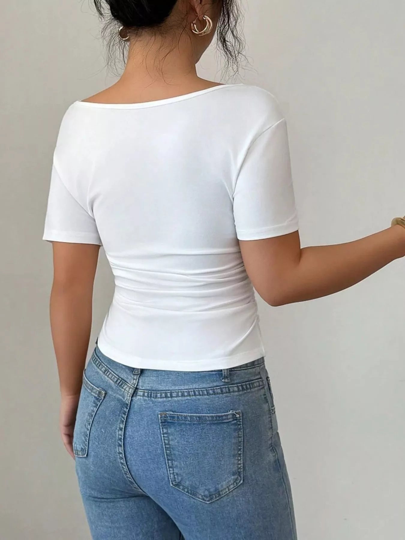 Elegant Lace Trim Asymmetrical Top