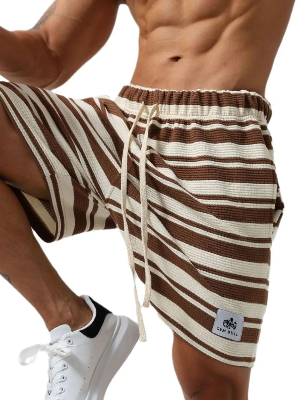 Men's Plus Size Drawstring Striped Shorts