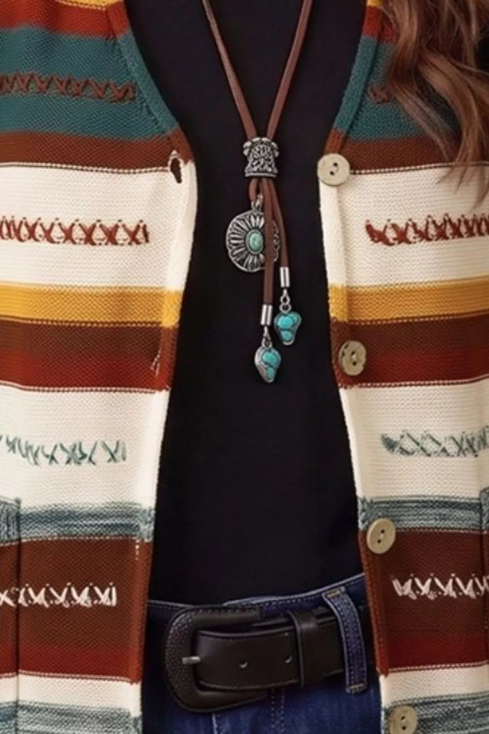 Striped Button Front Sleeveless Knit Regular Fit Sweater Vest
