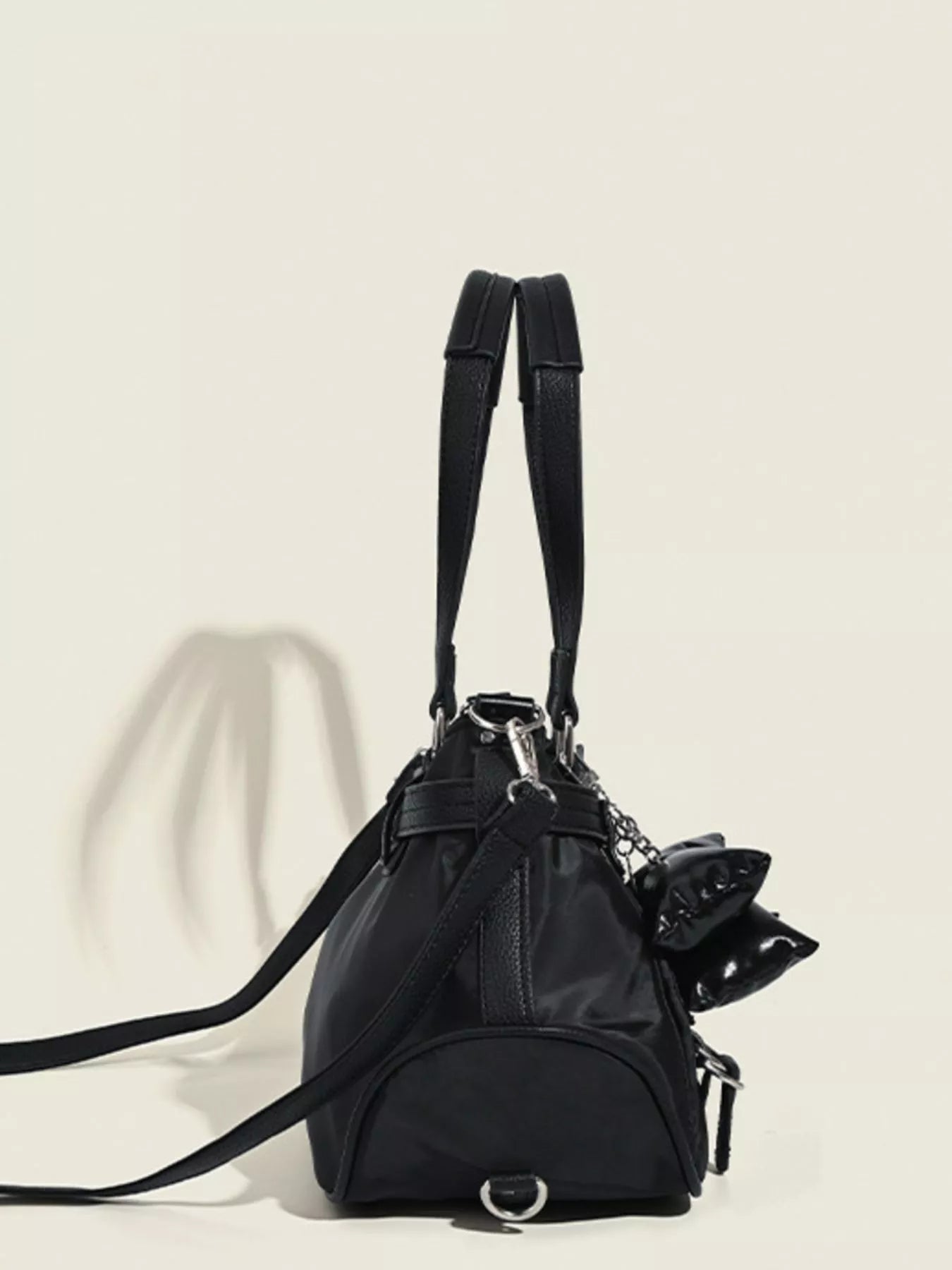 Buckle Decor Leather Handbag